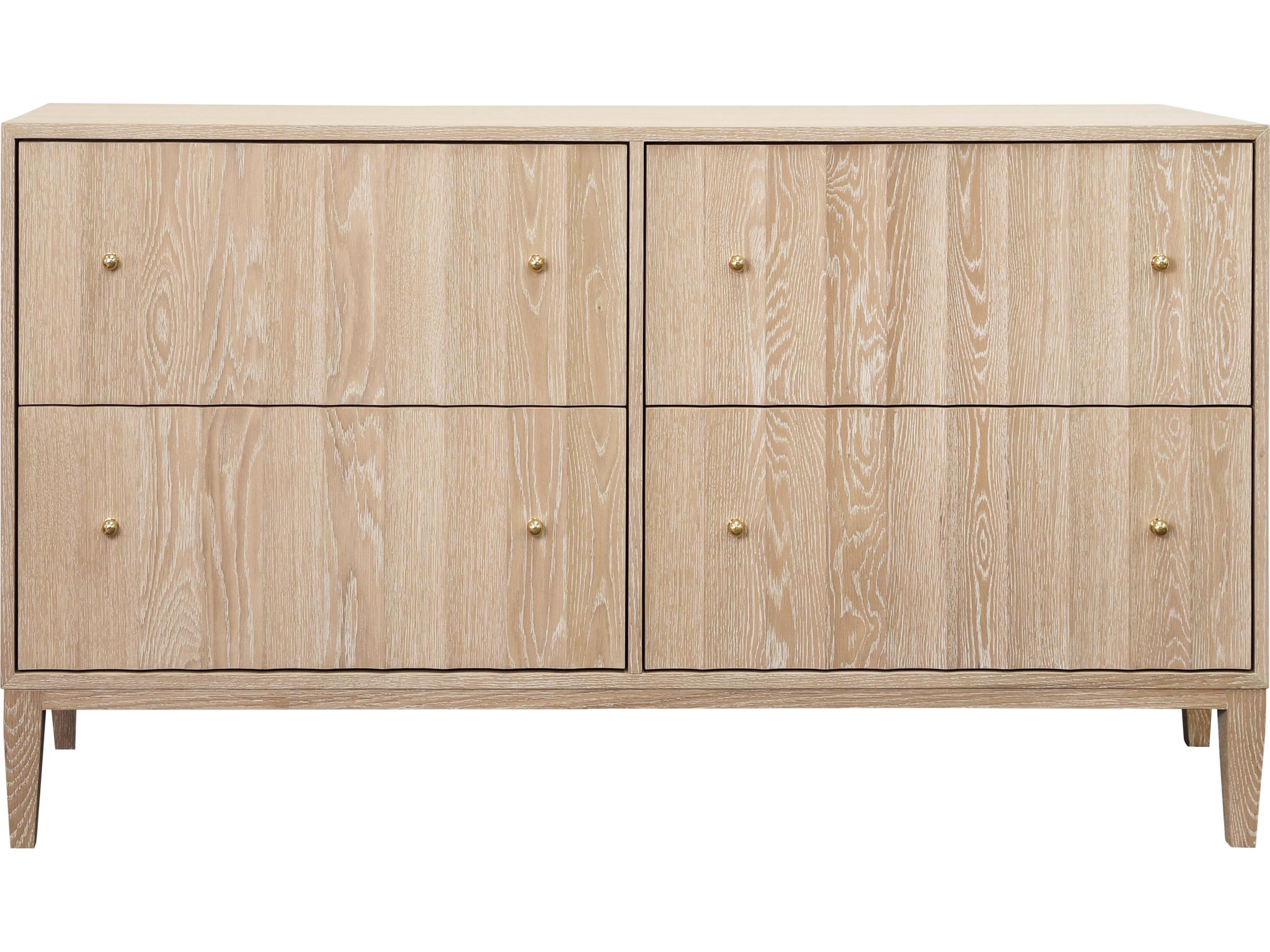 Worlds Away 4-Drawers Brown Oak Wood Double Dresser