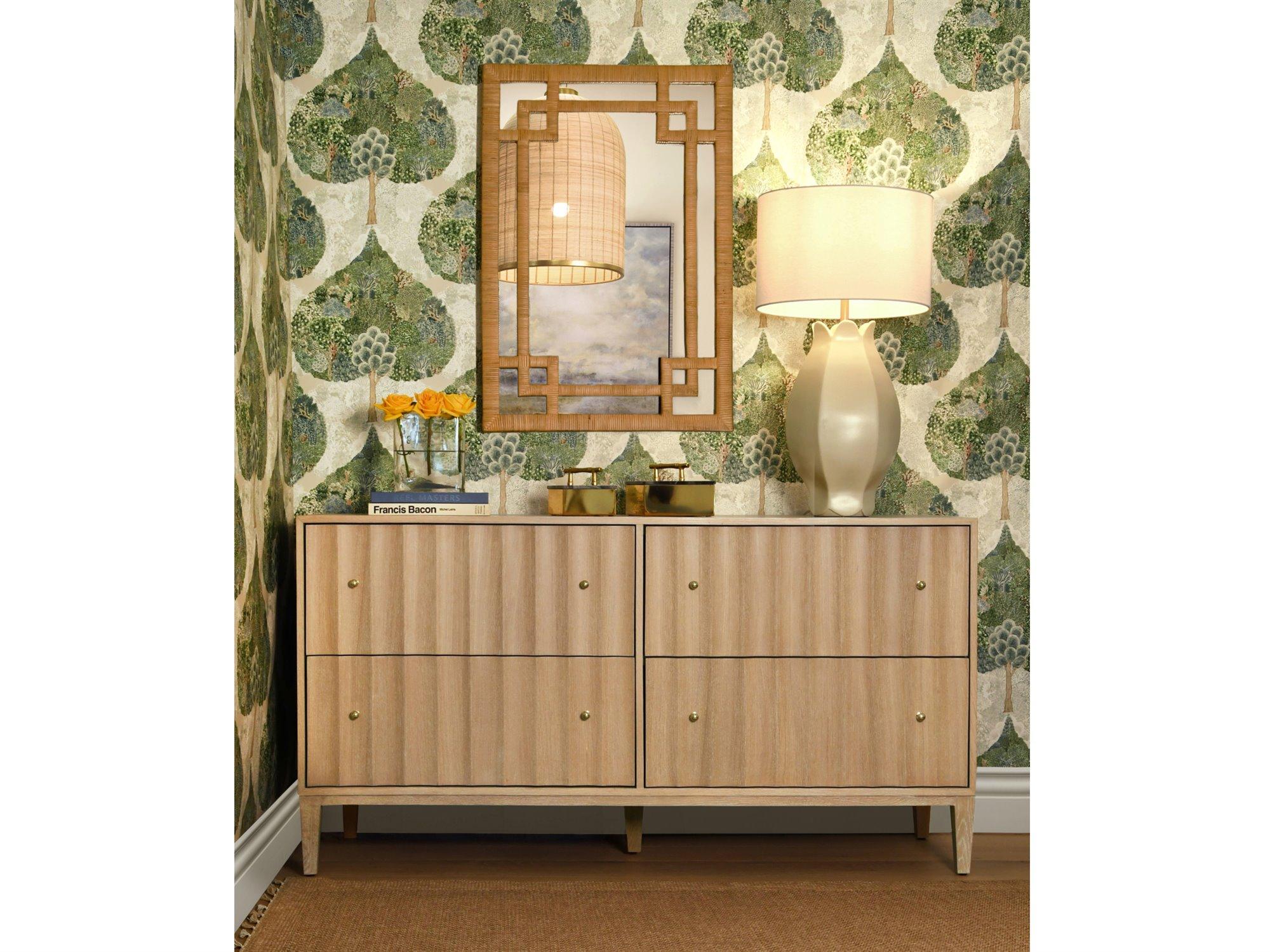 Worlds Away Wood Dresser And Mirror Set