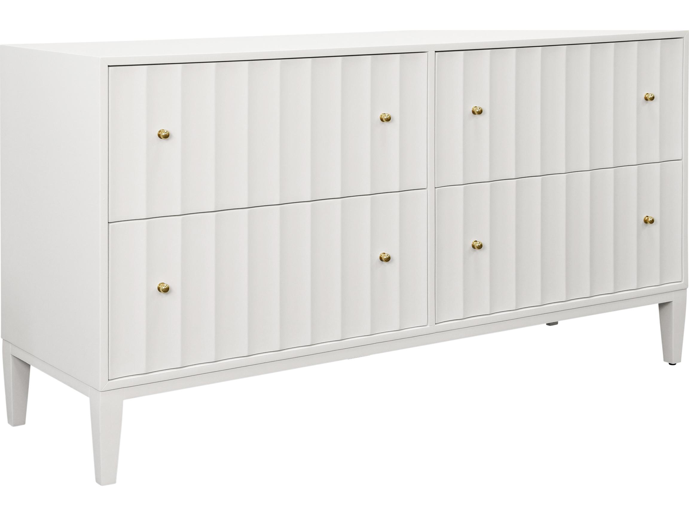 Worlds Away 4-Drawers White Double Dresser