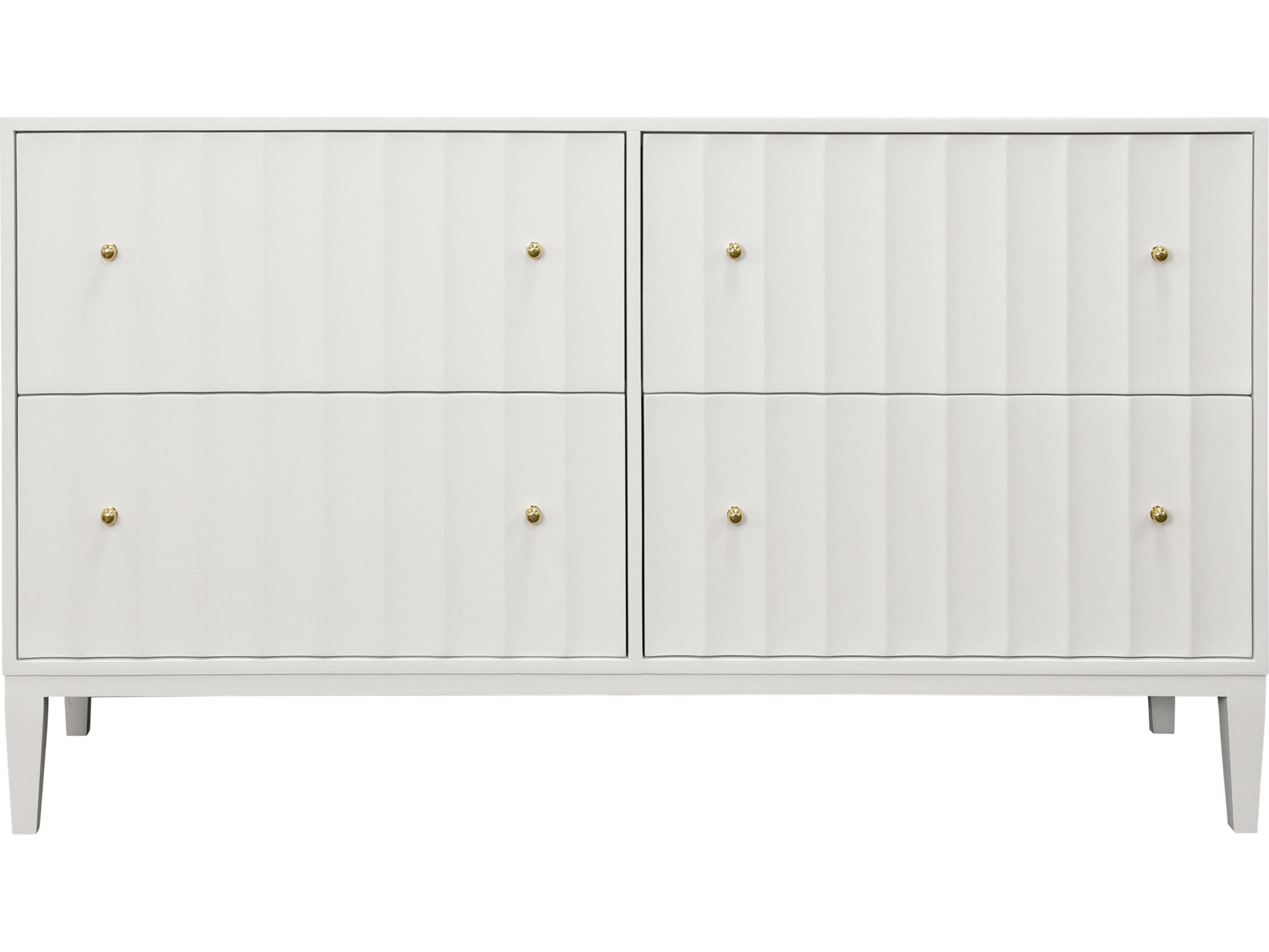 Worlds Away 4-Drawers White Double Dresser