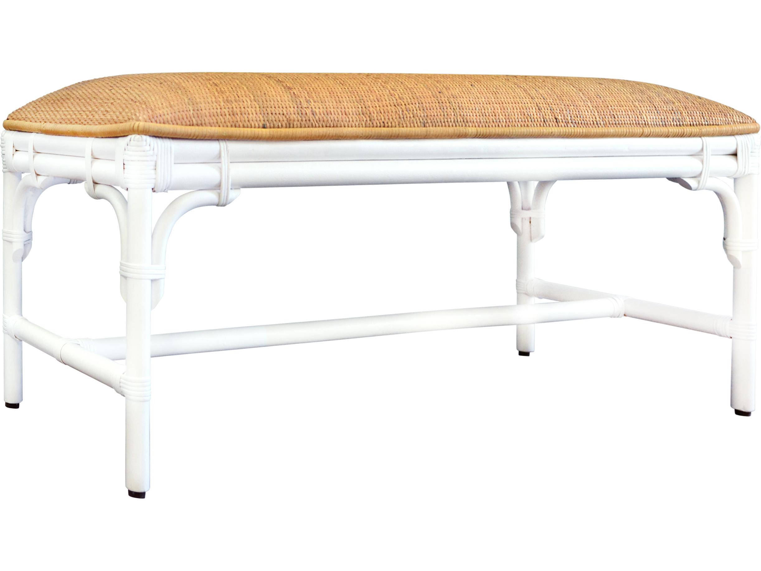 Worlds Away White Upholstered Accent Bench