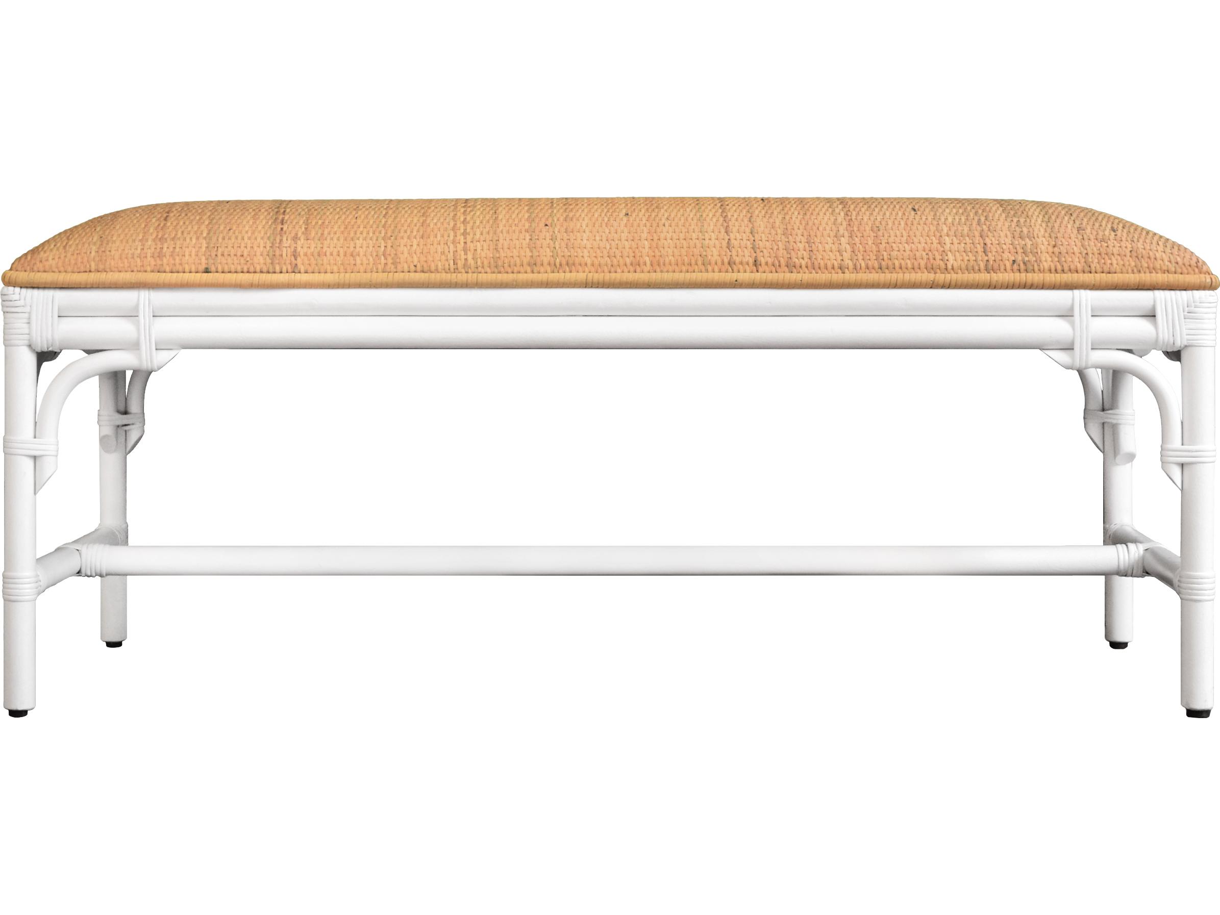 Worlds Away White Upholstered Accent Bench