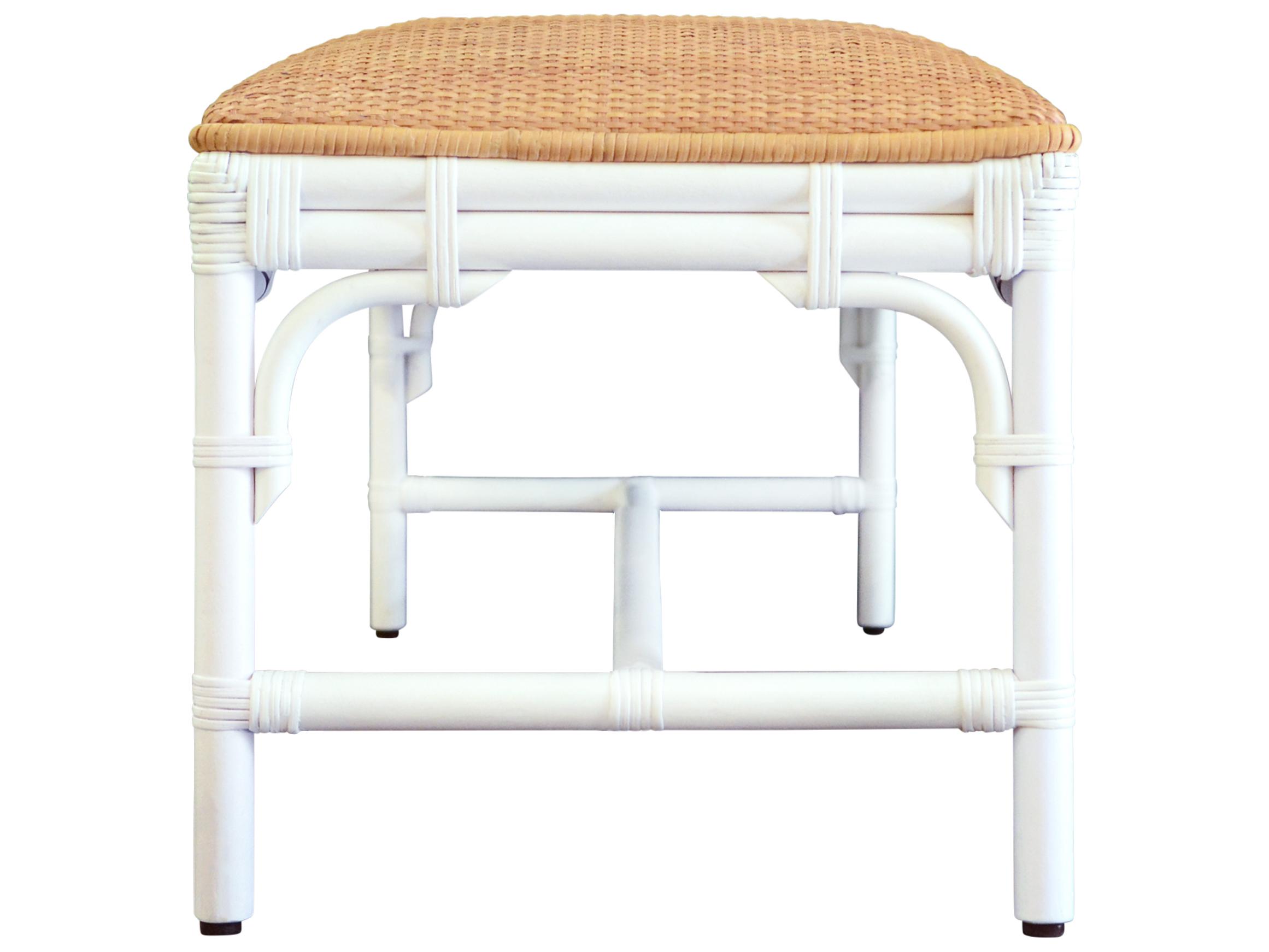 Worlds Away White Upholstered Accent Bench
