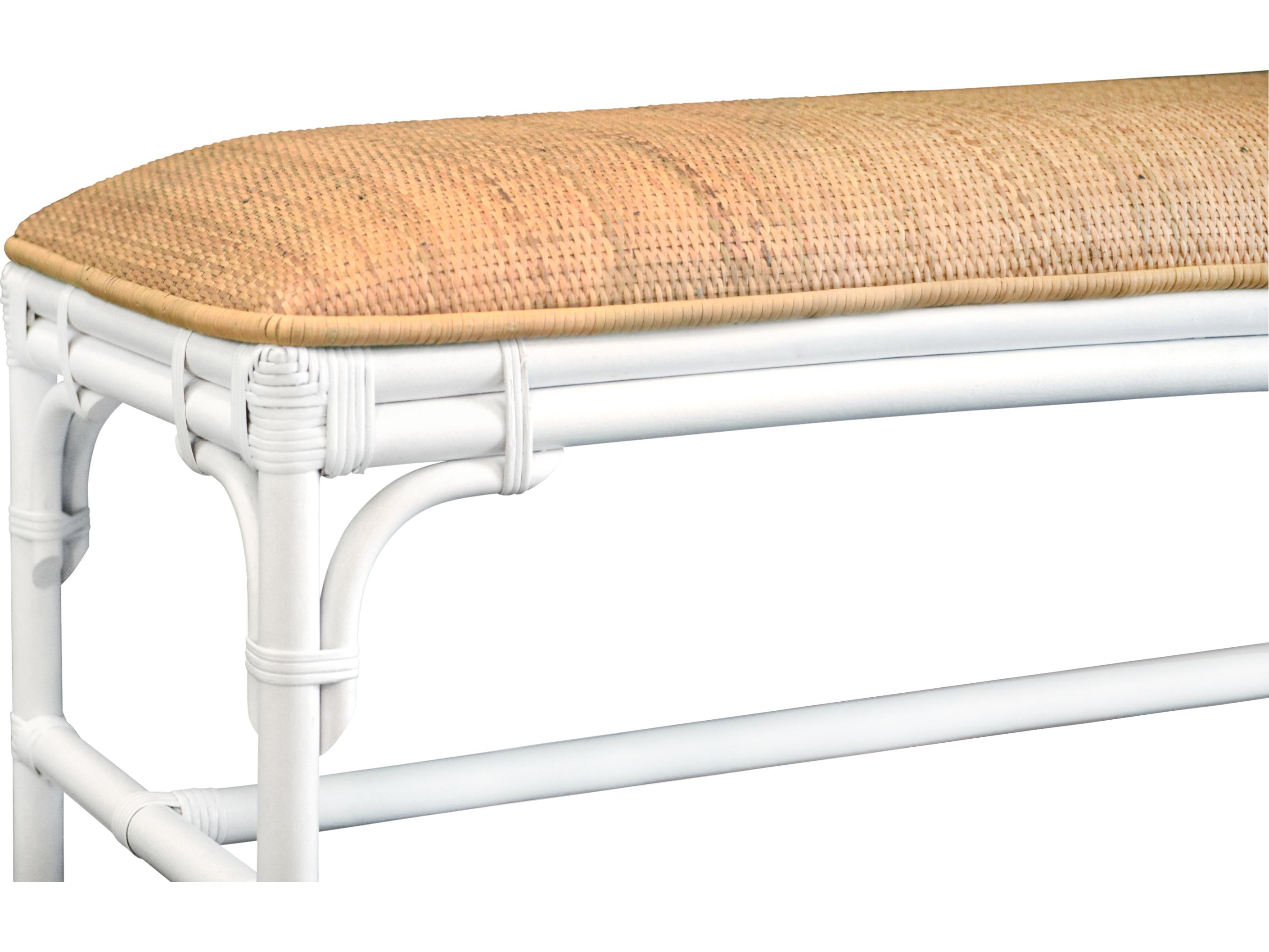 Worlds Away White Upholstered Accent Bench