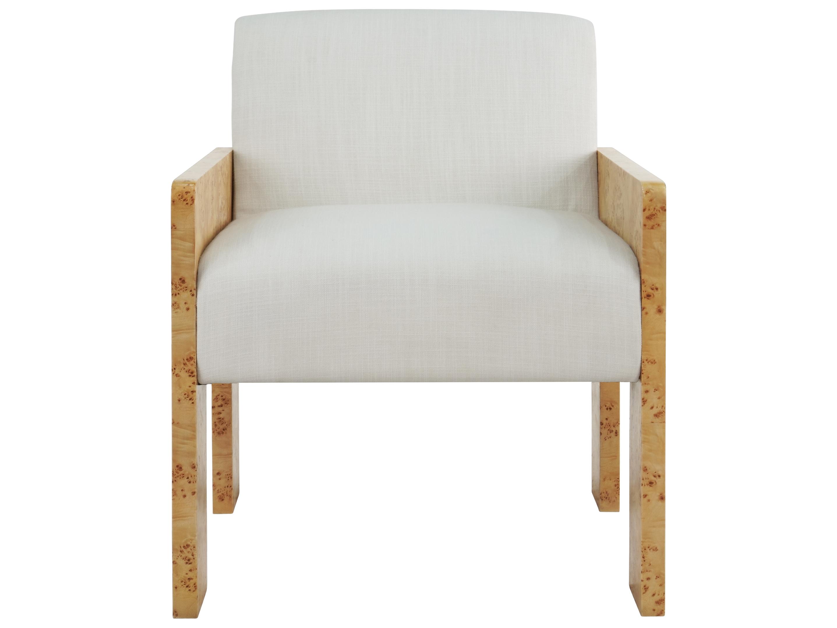 Worlds Away Burlwood Brown Upholstered Arm Dining Chair