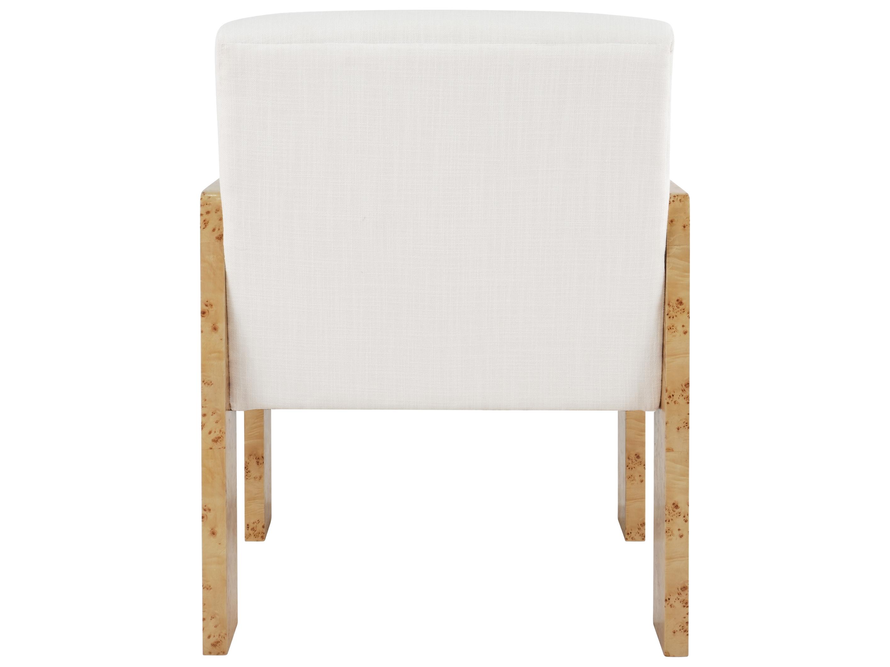 Worlds Away Burlwood Brown Upholstered Arm Dining Chair