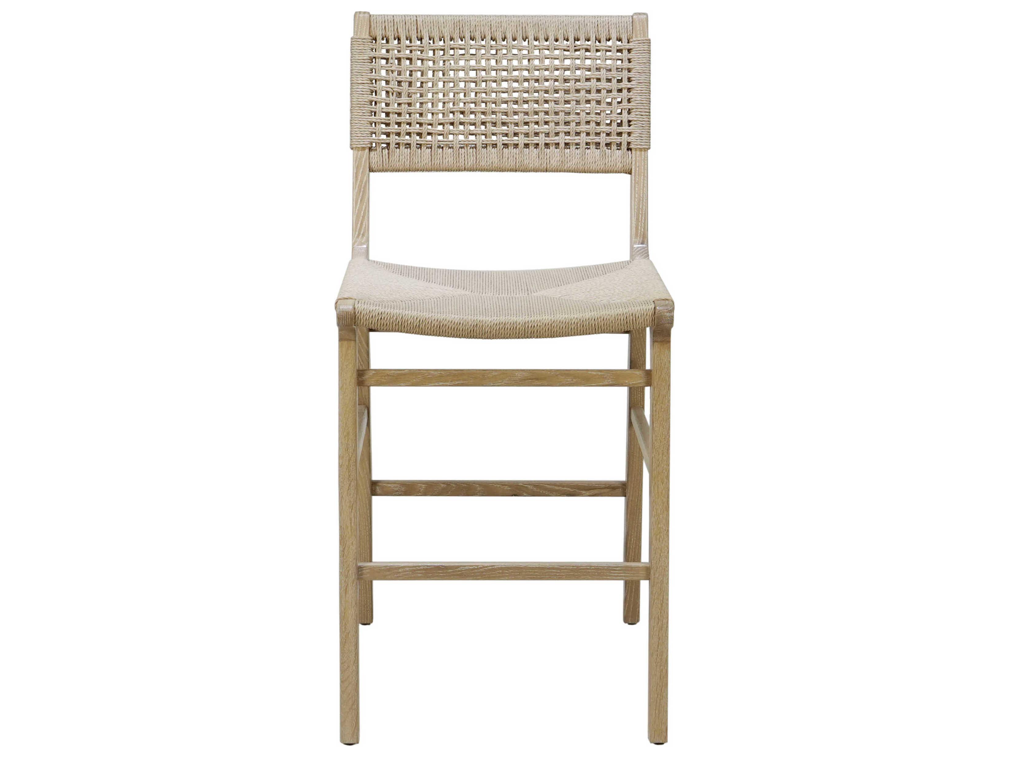 Worlds Away Hardwood Cerused Oak Counter Stool