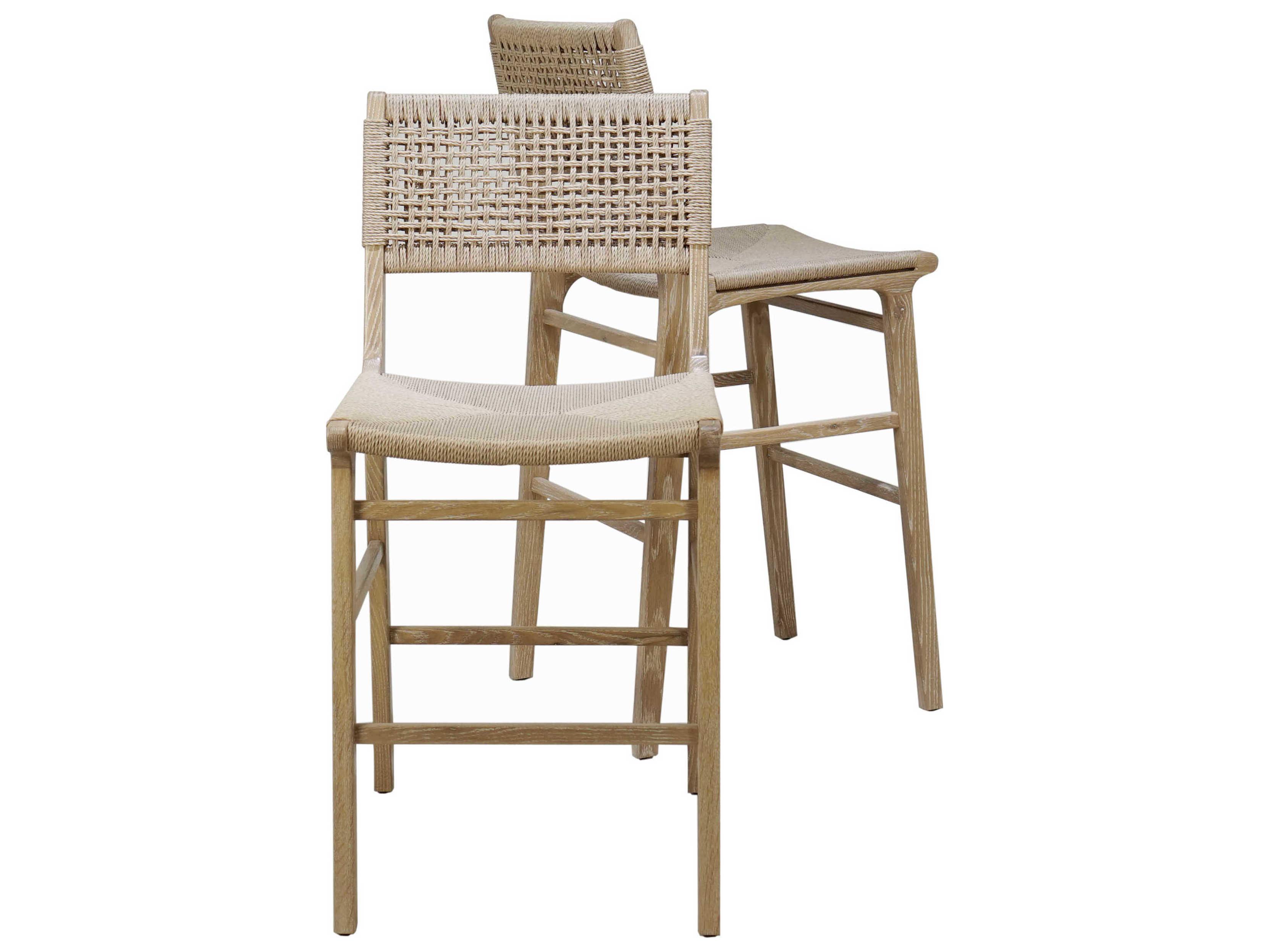 Worlds Away Hardwood Cerused Oak Counter Stool