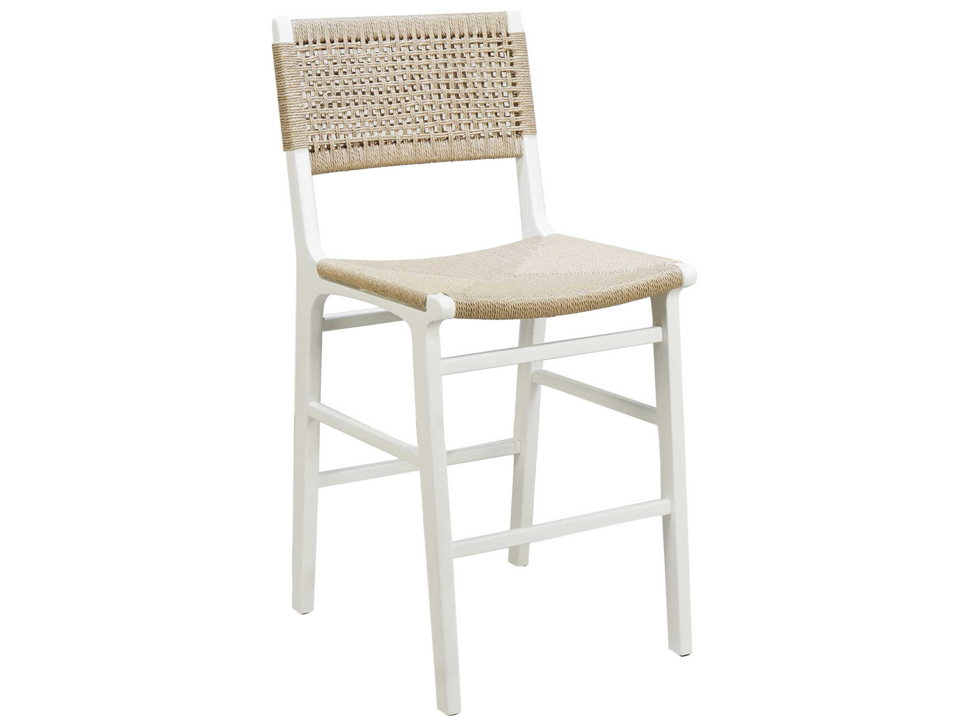 Worlds Away Hardwood Matte White Lacquer Counter Stool