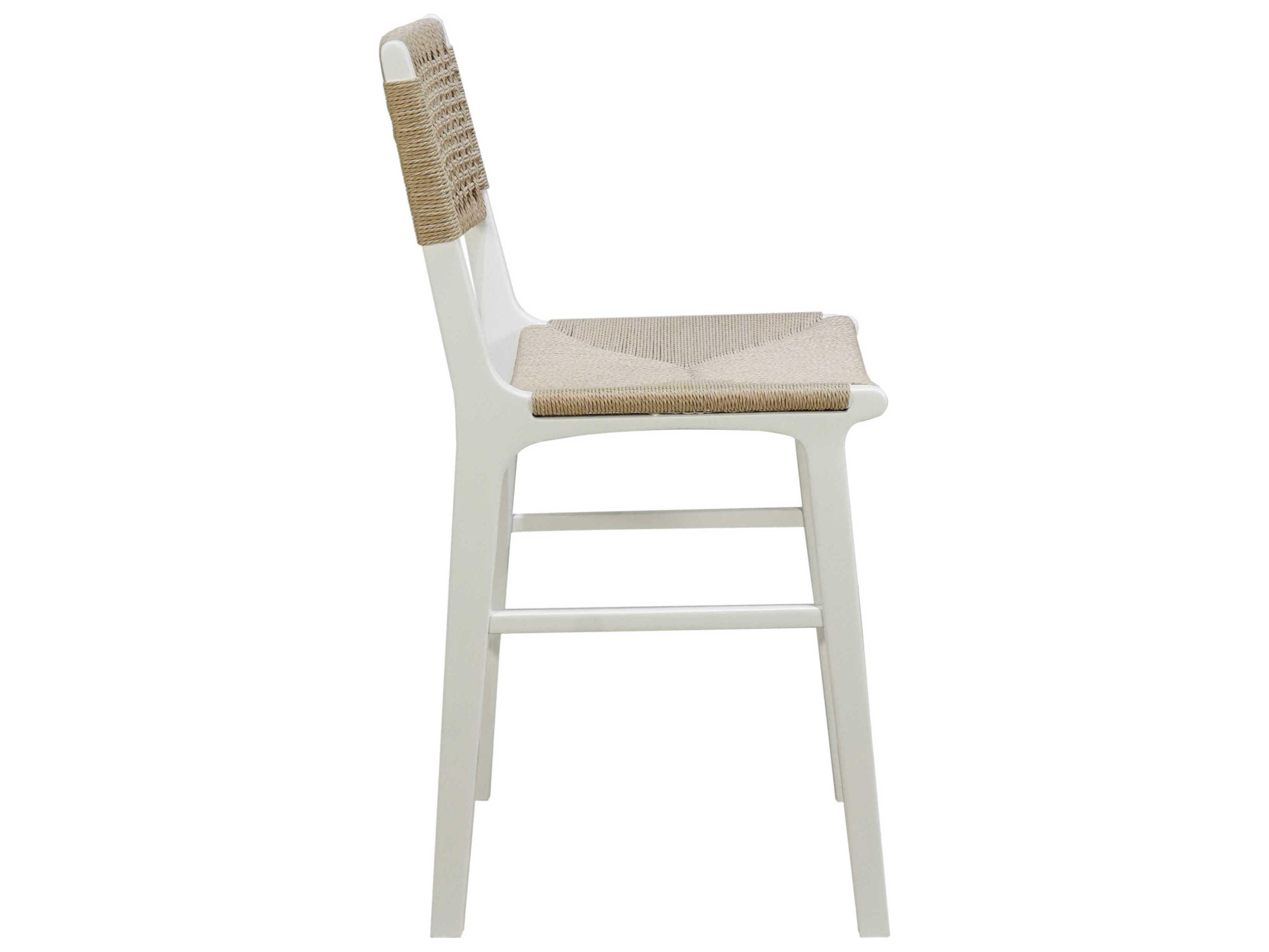 Worlds Away Hardwood Matte White Lacquer Counter Stool