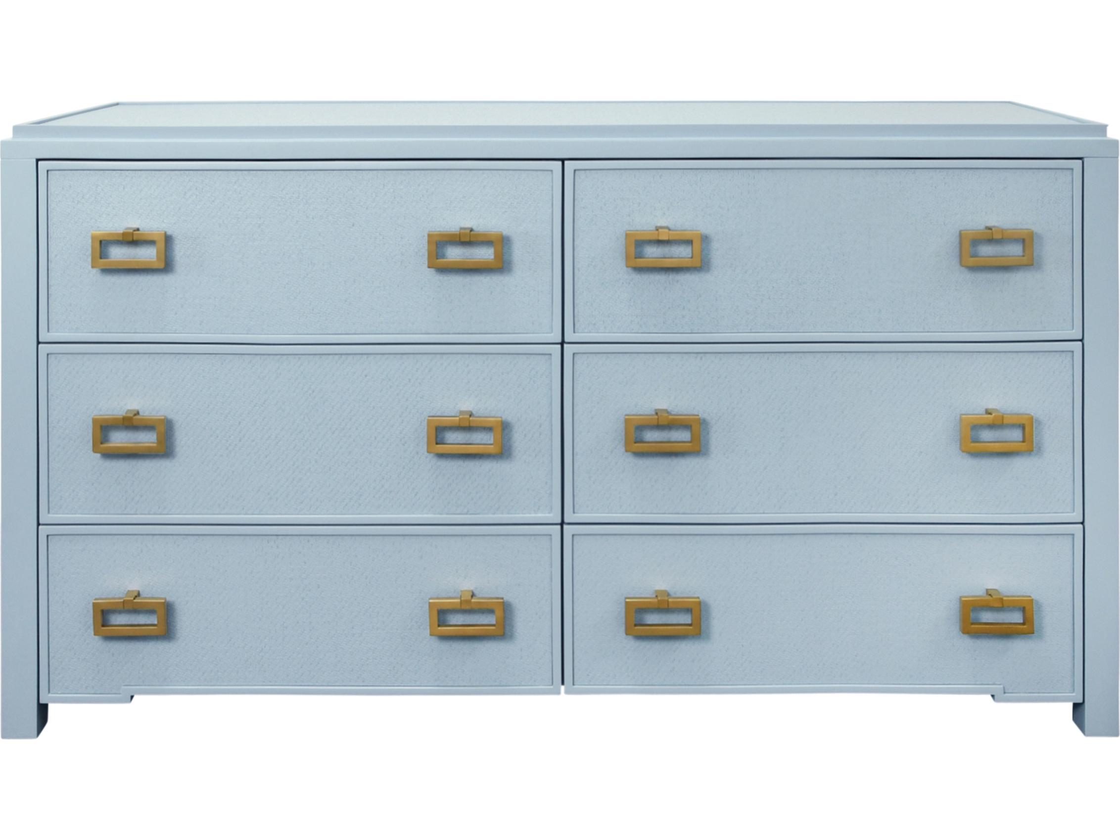 Worlds Away 6-Drawers Blue Double Dresser