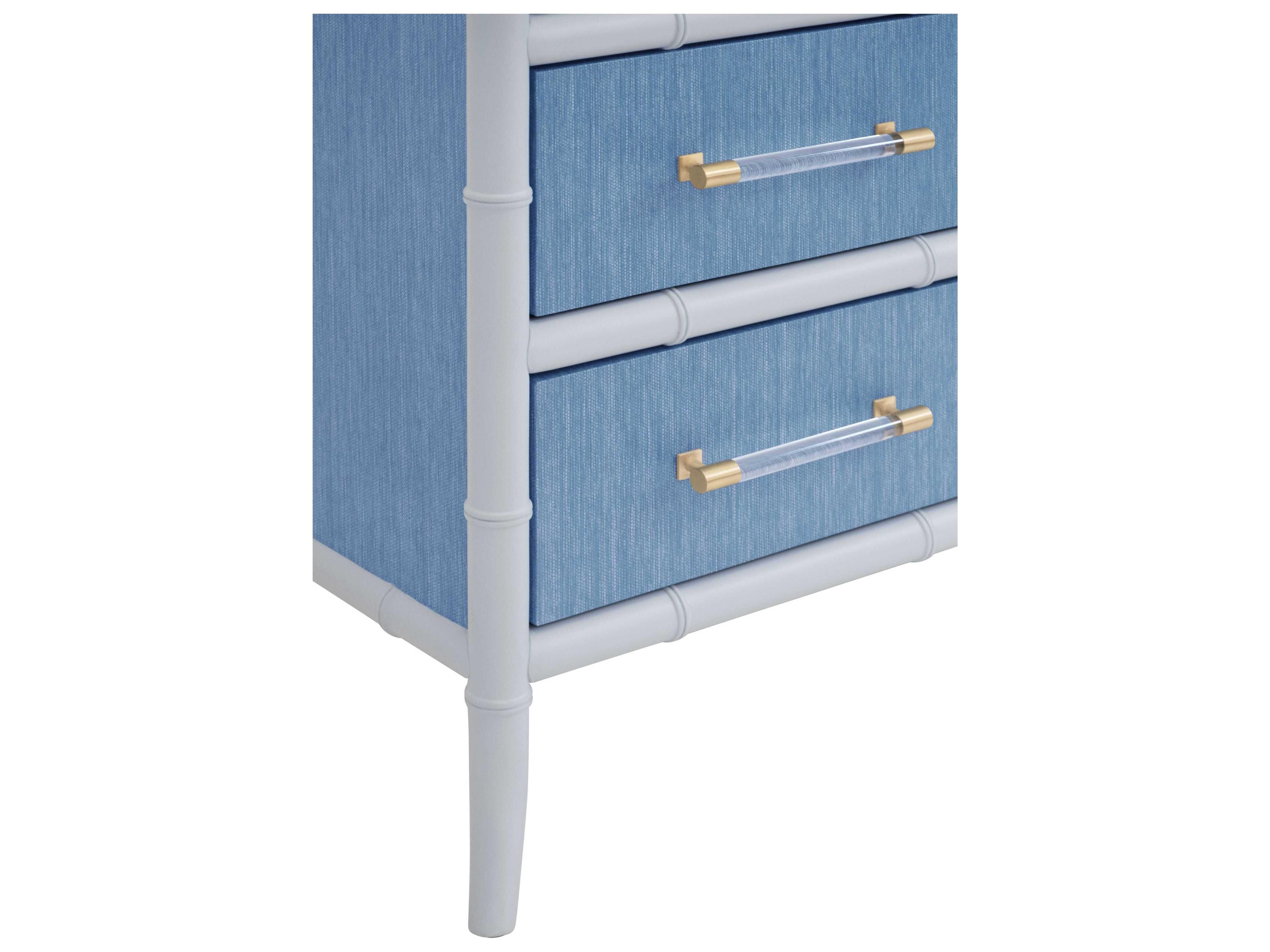 Worlds Away 4-Drawers Blue Bamboo Wood Dresser