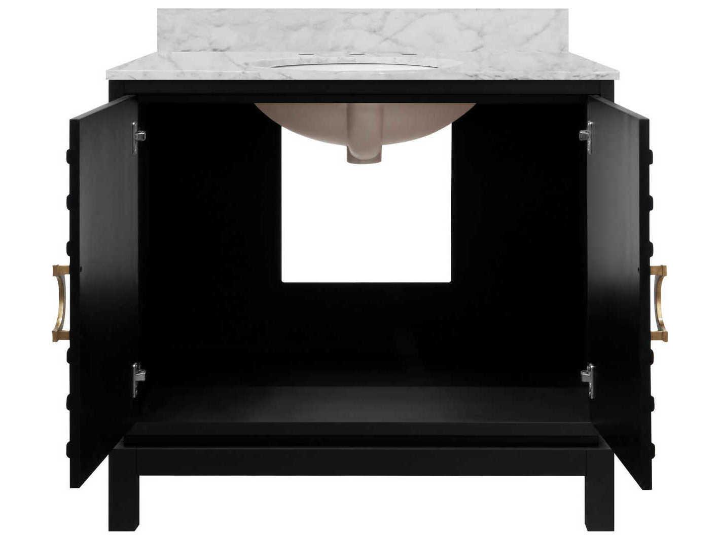 Worlds Away White Marble / Matte Black Vanity