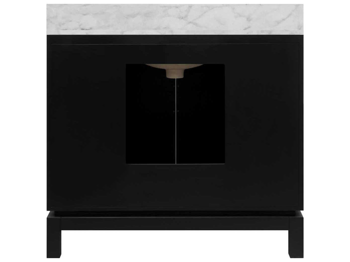 Worlds Away White Marble / Matte Black Vanity