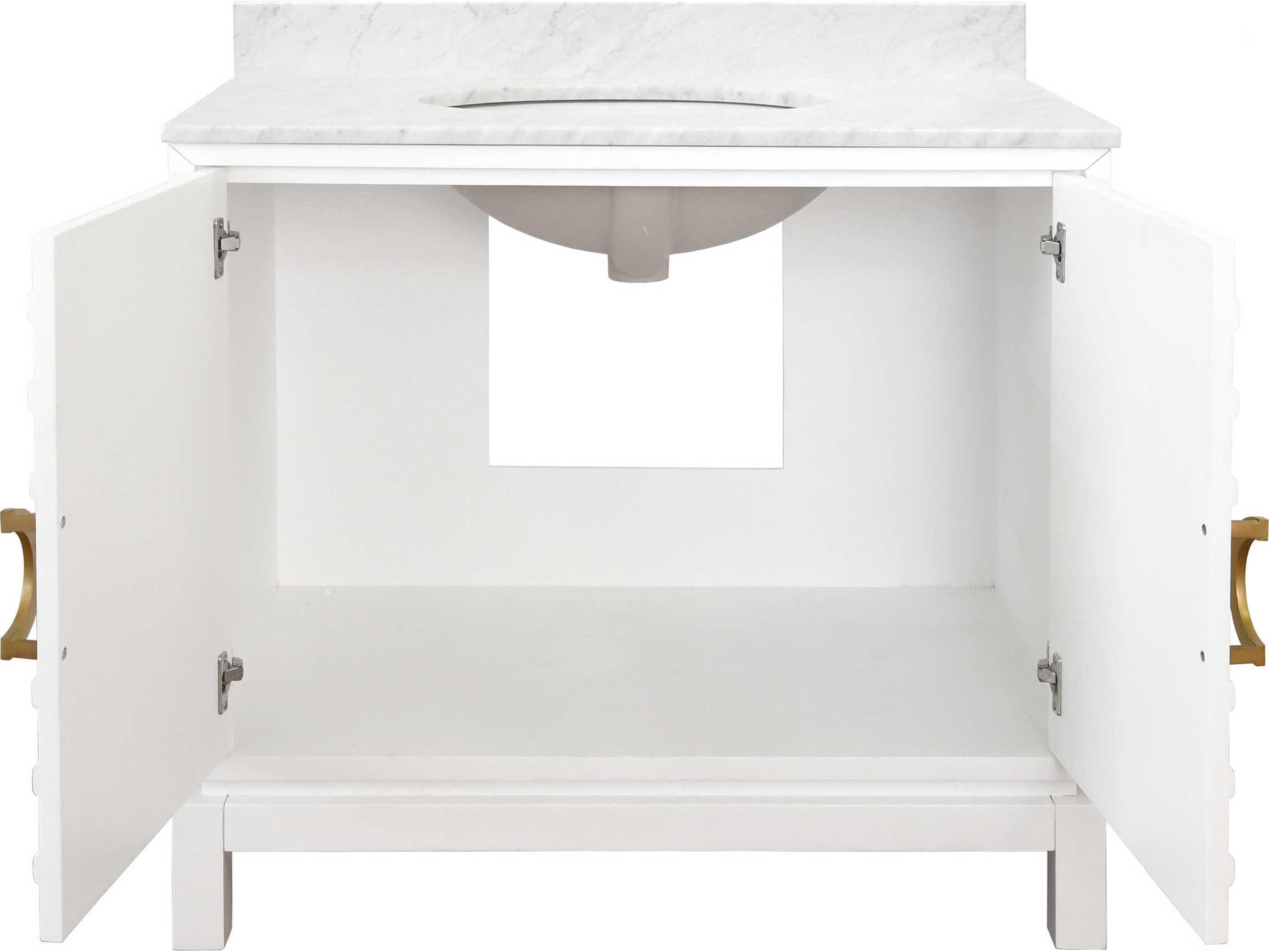 Worlds Away Antique Brass / Matte White Lacquer 36" Vanity