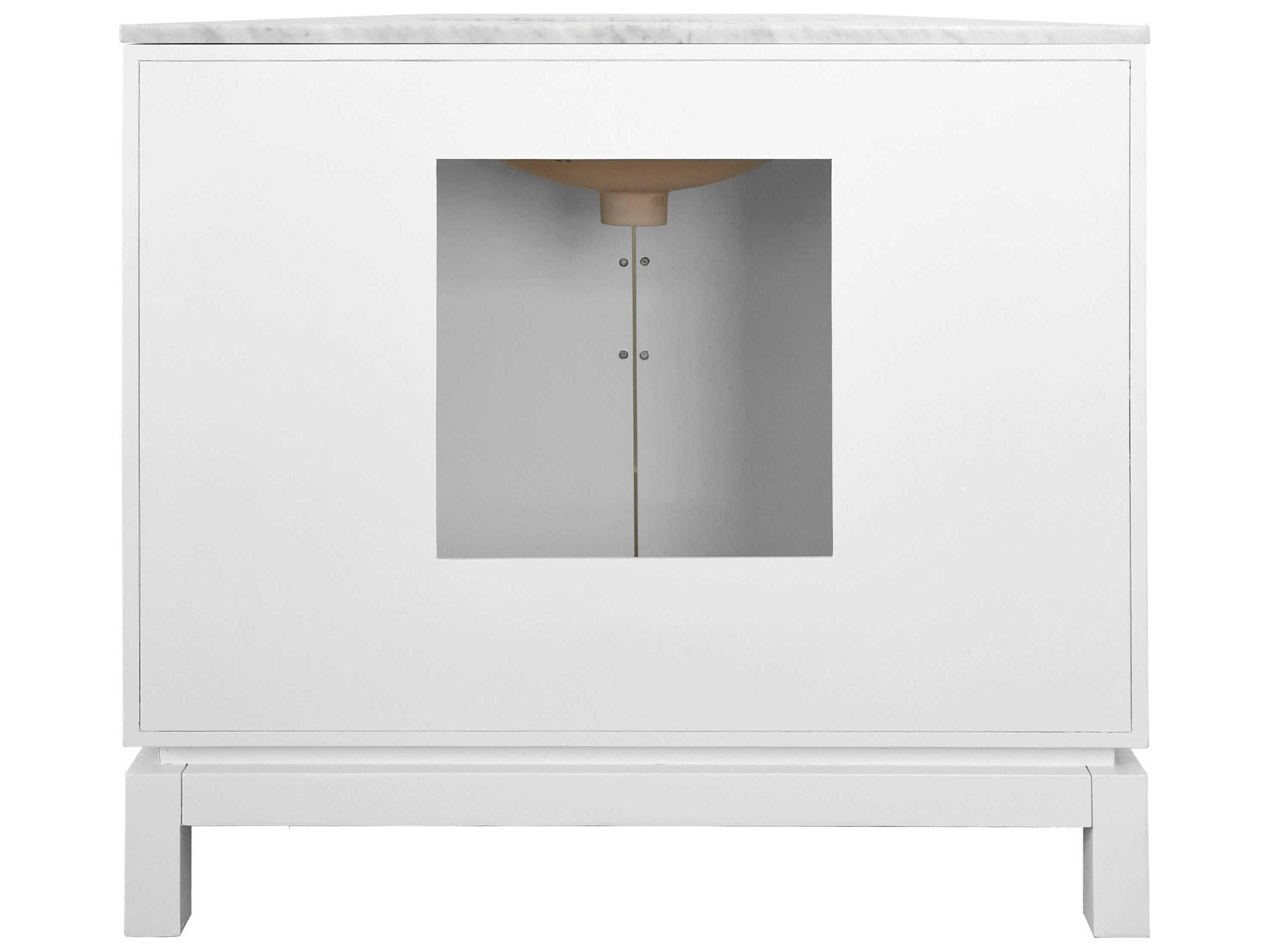 Worlds Away Antique Brass / Matte White Lacquer 36" Vanity