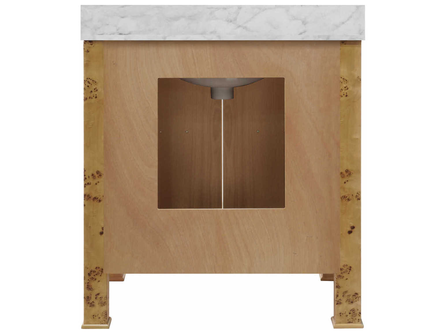 Worlds Away White Carrara Marble / Natural Burl Wood Vanity