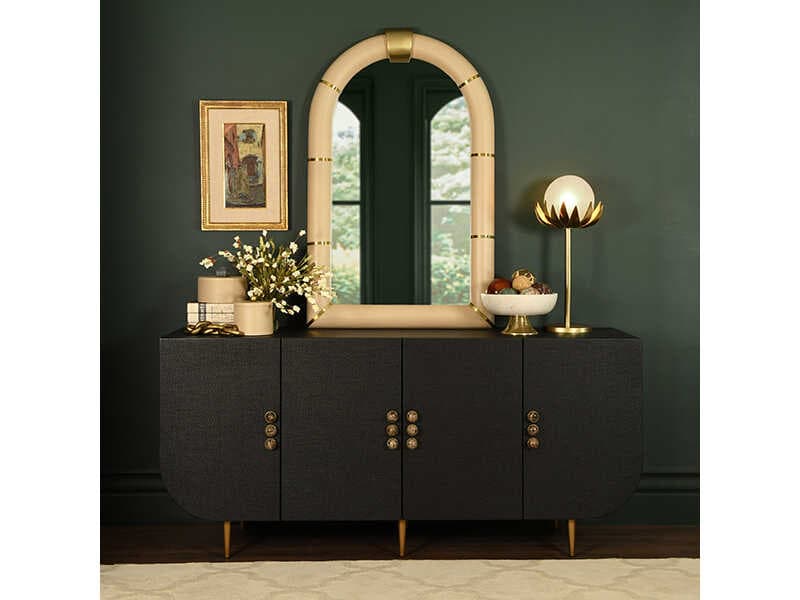 Worlds Away Bowie Arched Ivory Wall Mirror