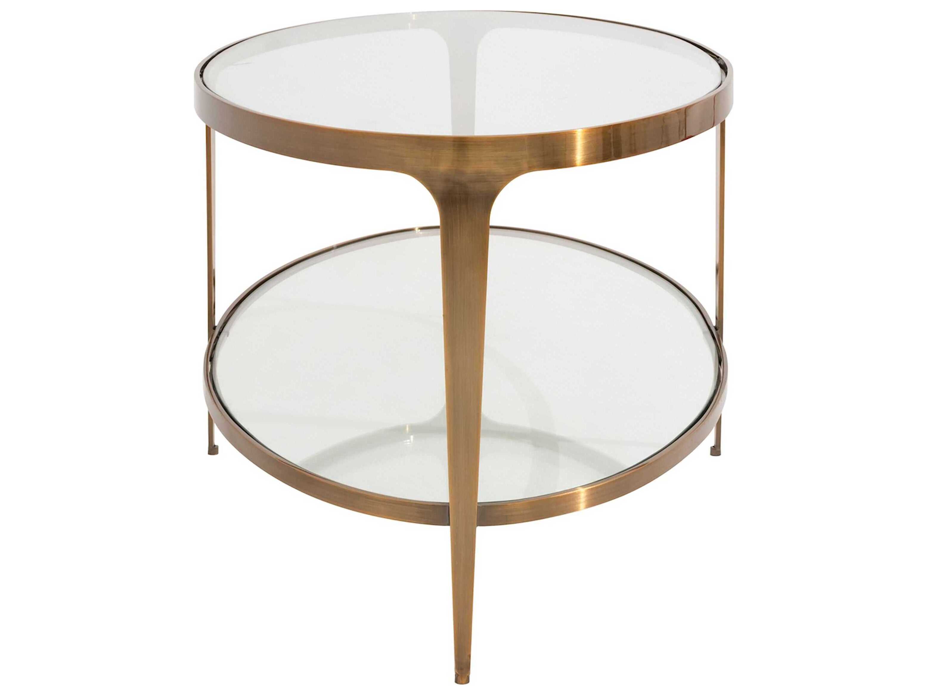 Worlds Away Oval Glass Antique Brass Coffee Table