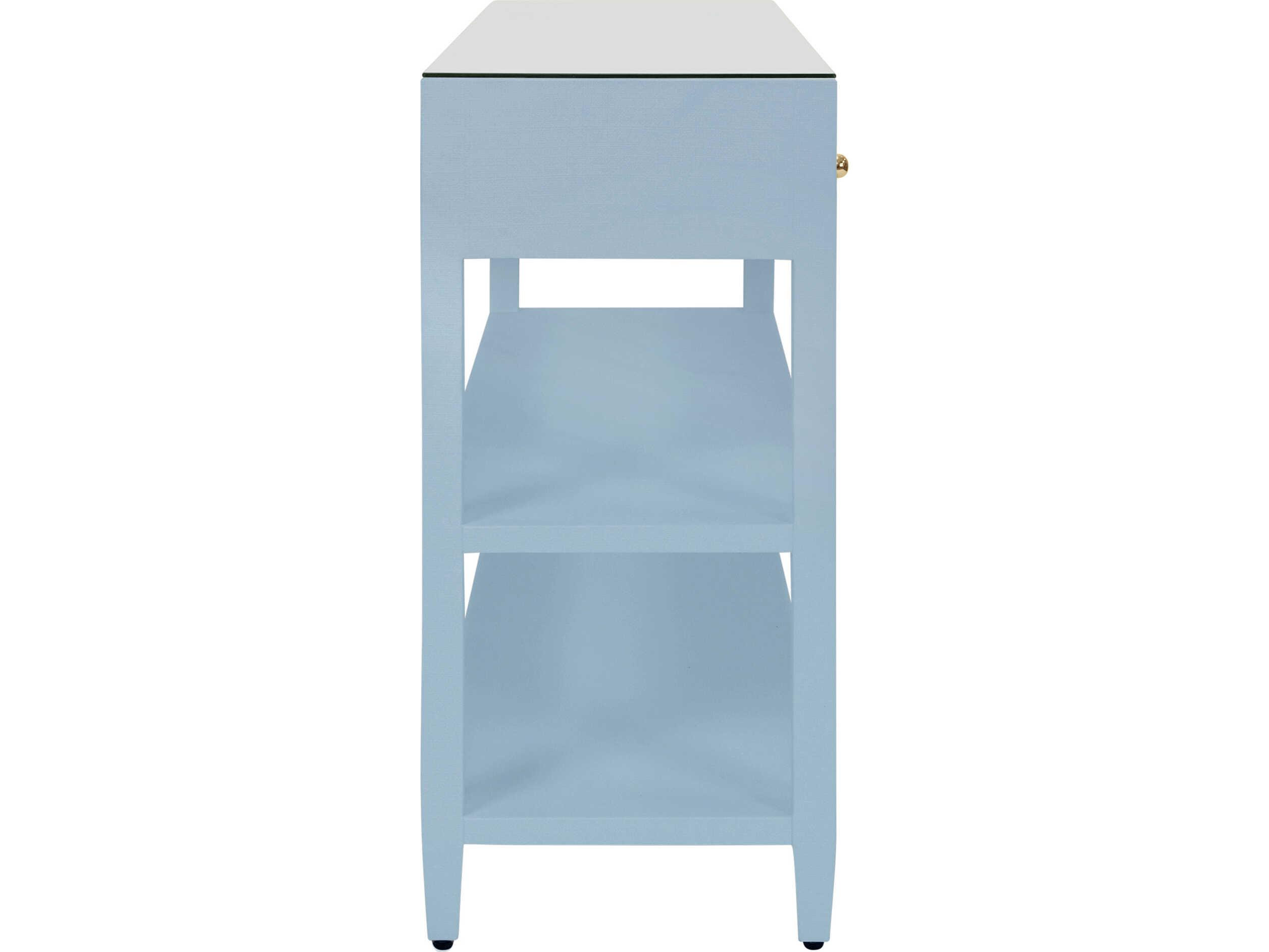 Worlds Away Briar Rectangular Wood Blue Console Table