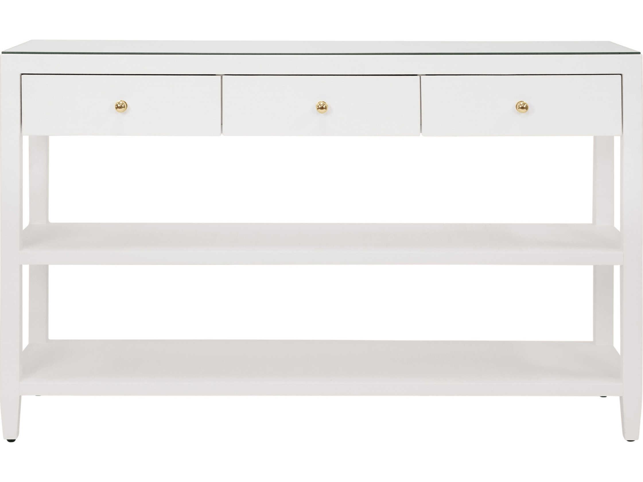 Worlds Away Briar Rectangular Wood White Console Table