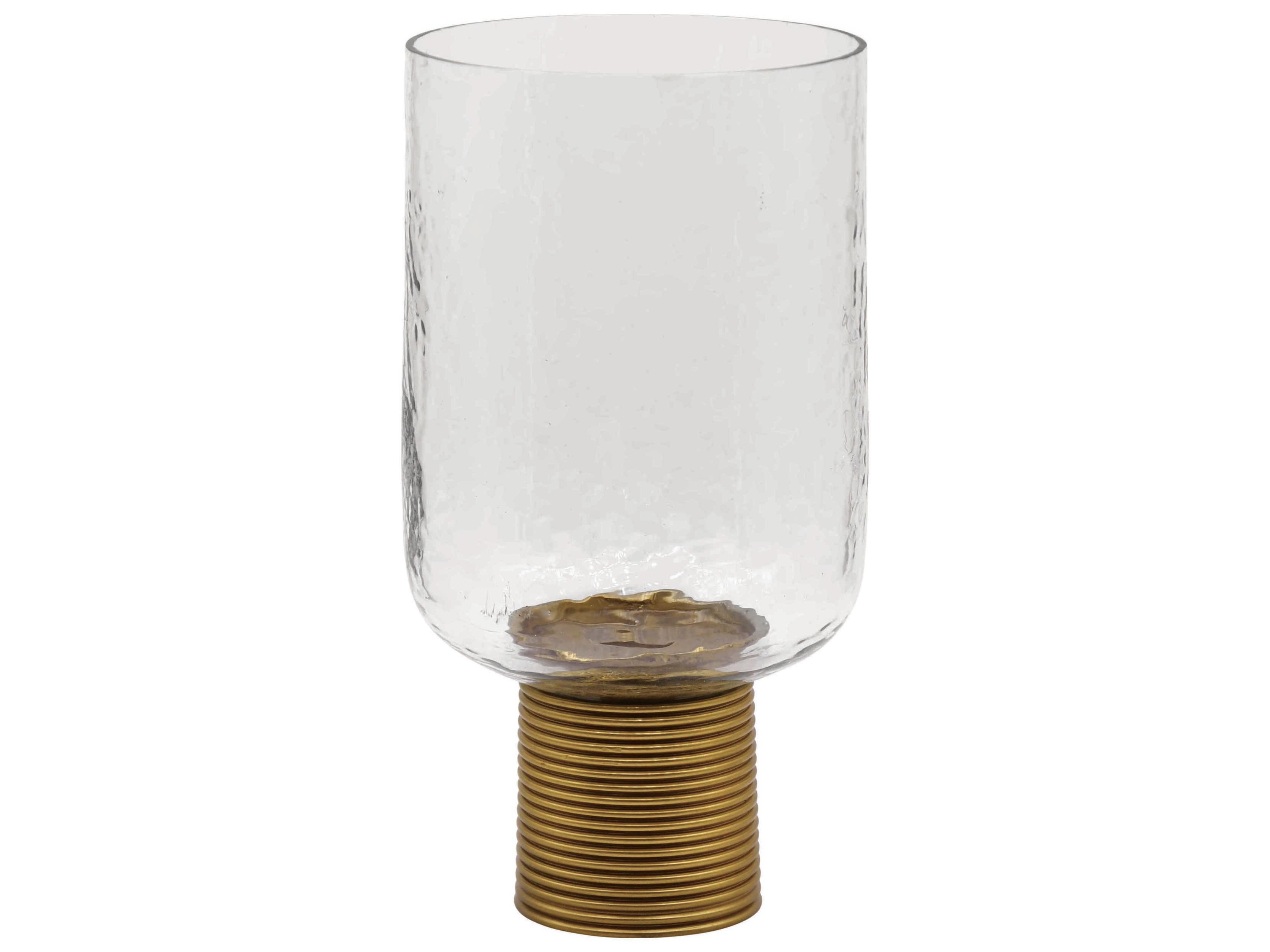 Worlds Away Large Ribbed Brass / Glass Candle Votive