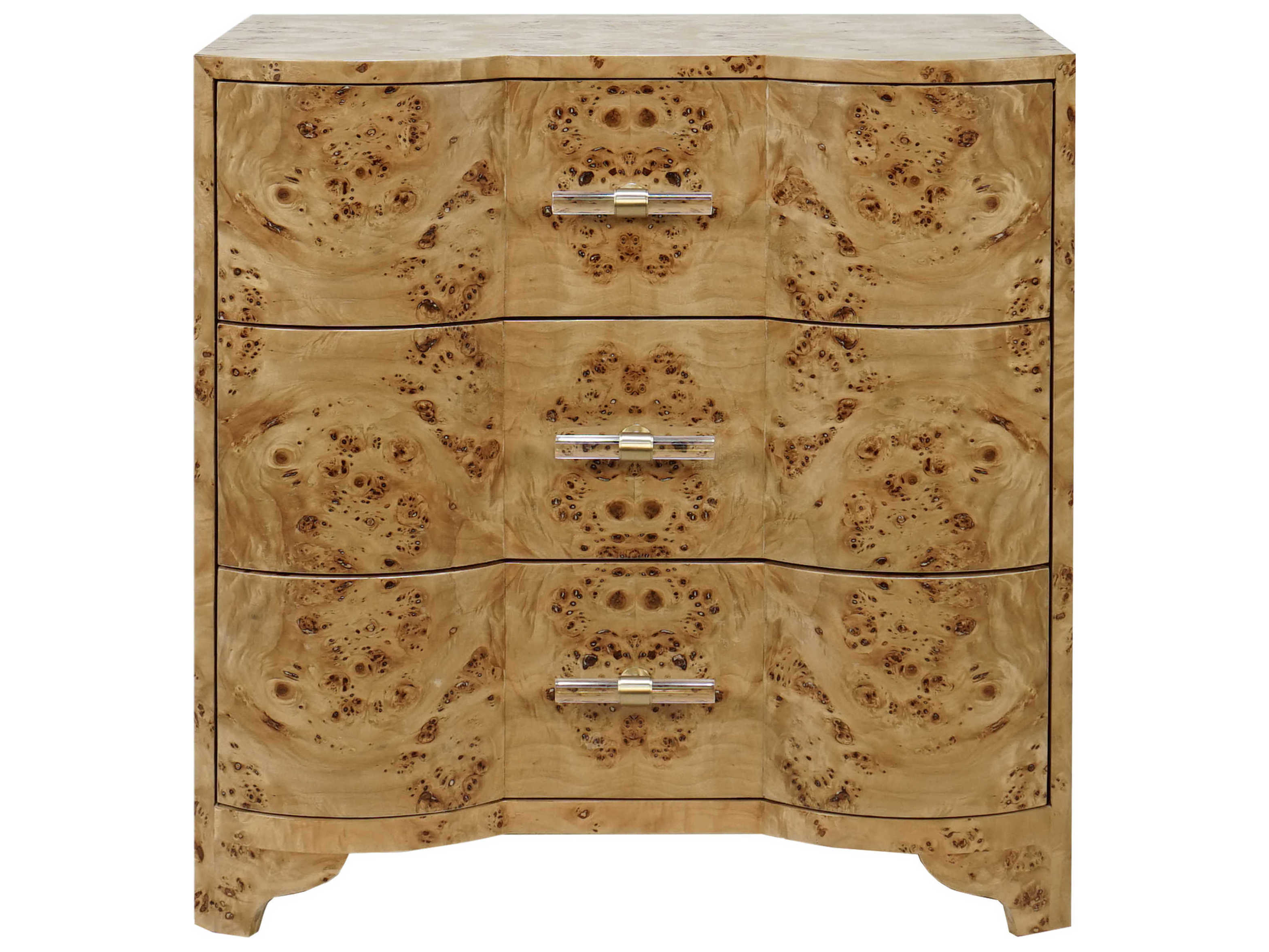 Worlds Away 3-Drawers Brown Hardwood Nightstand