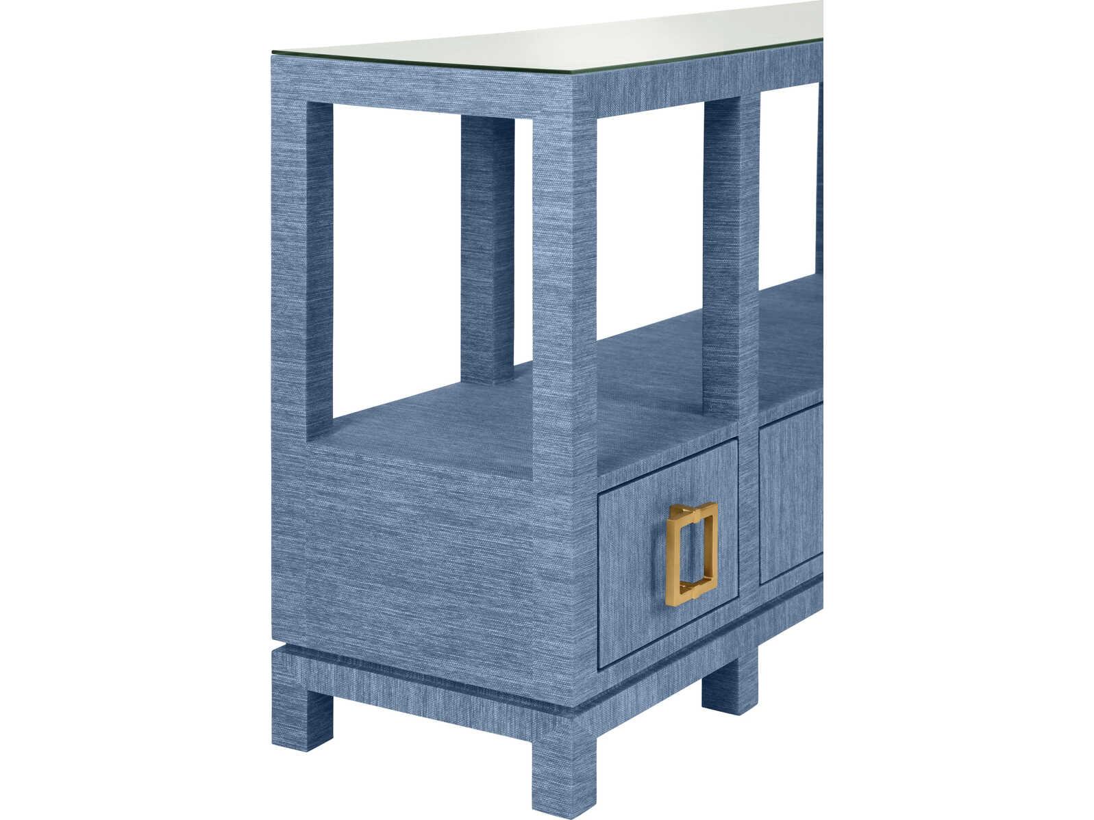 Worlds Away Campbell Rectangular Wood Blue Console Table