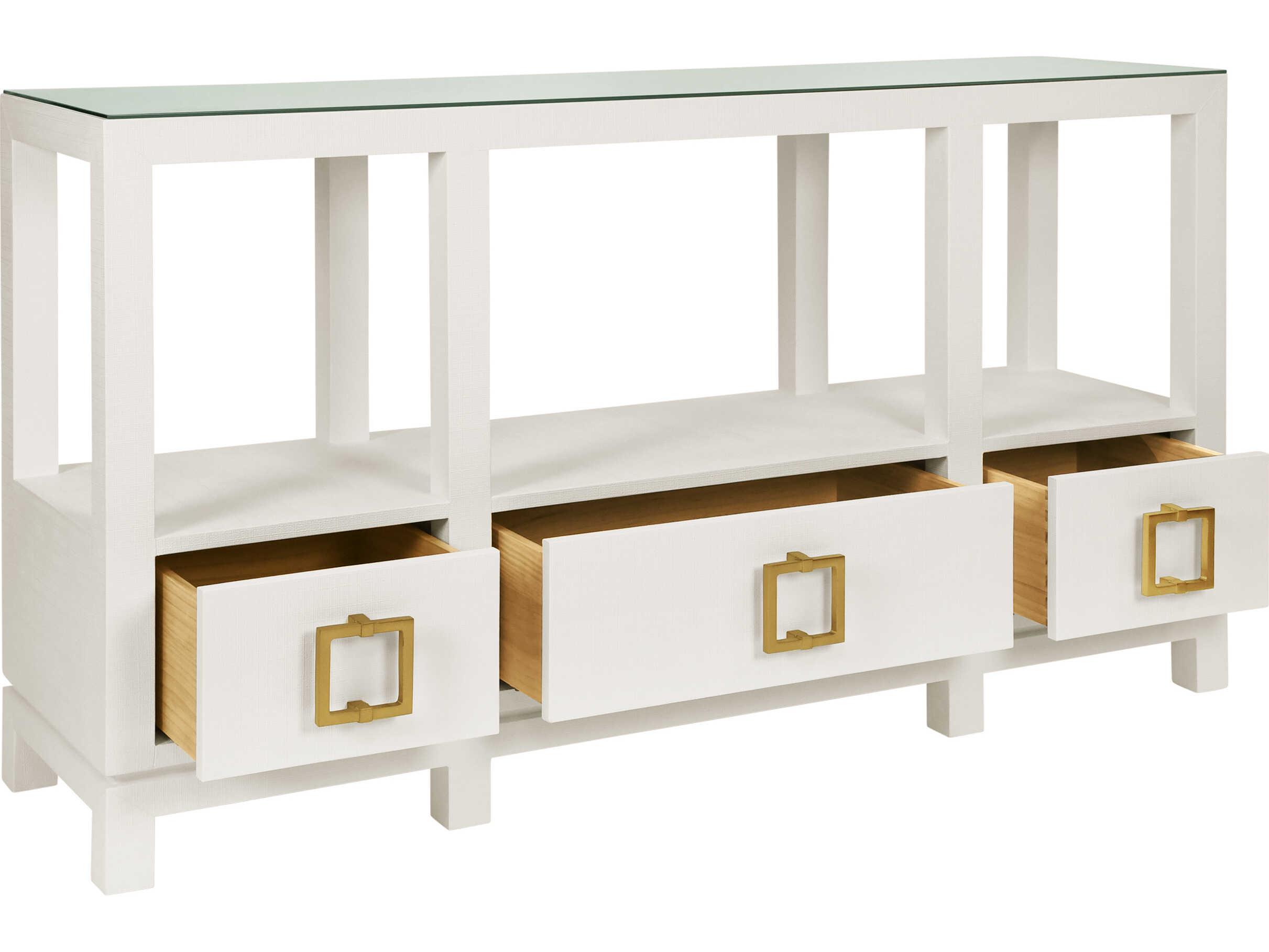 Worlds Away Campbell Rectangular Wood White Console Table