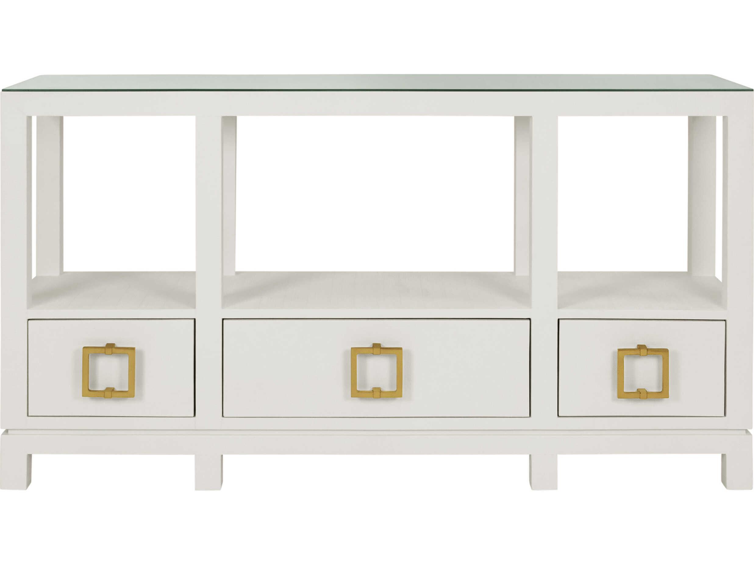 Worlds Away Campbell Rectangular Wood White Console Table