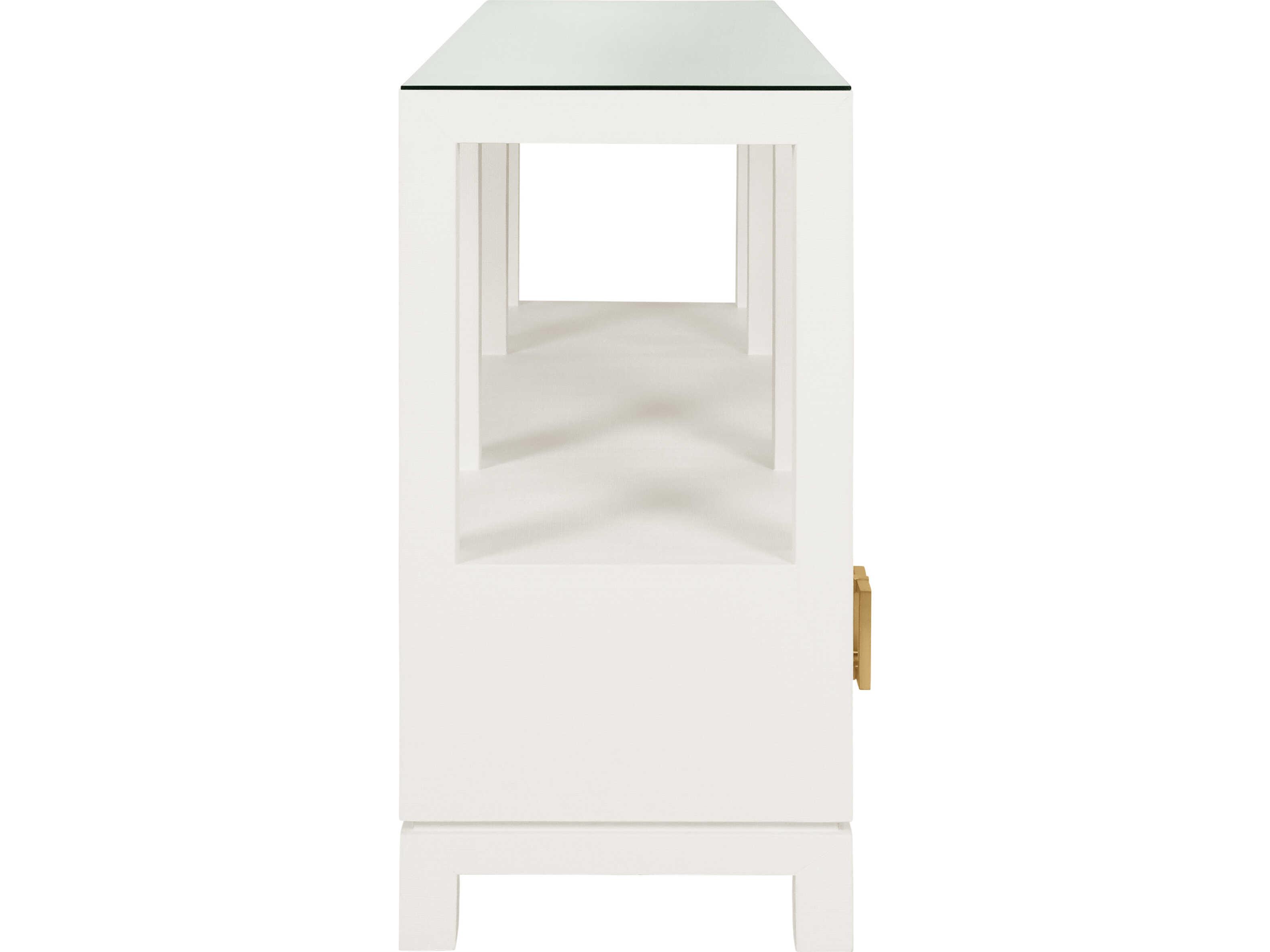 Worlds Away Campbell Rectangular Wood White Console Table