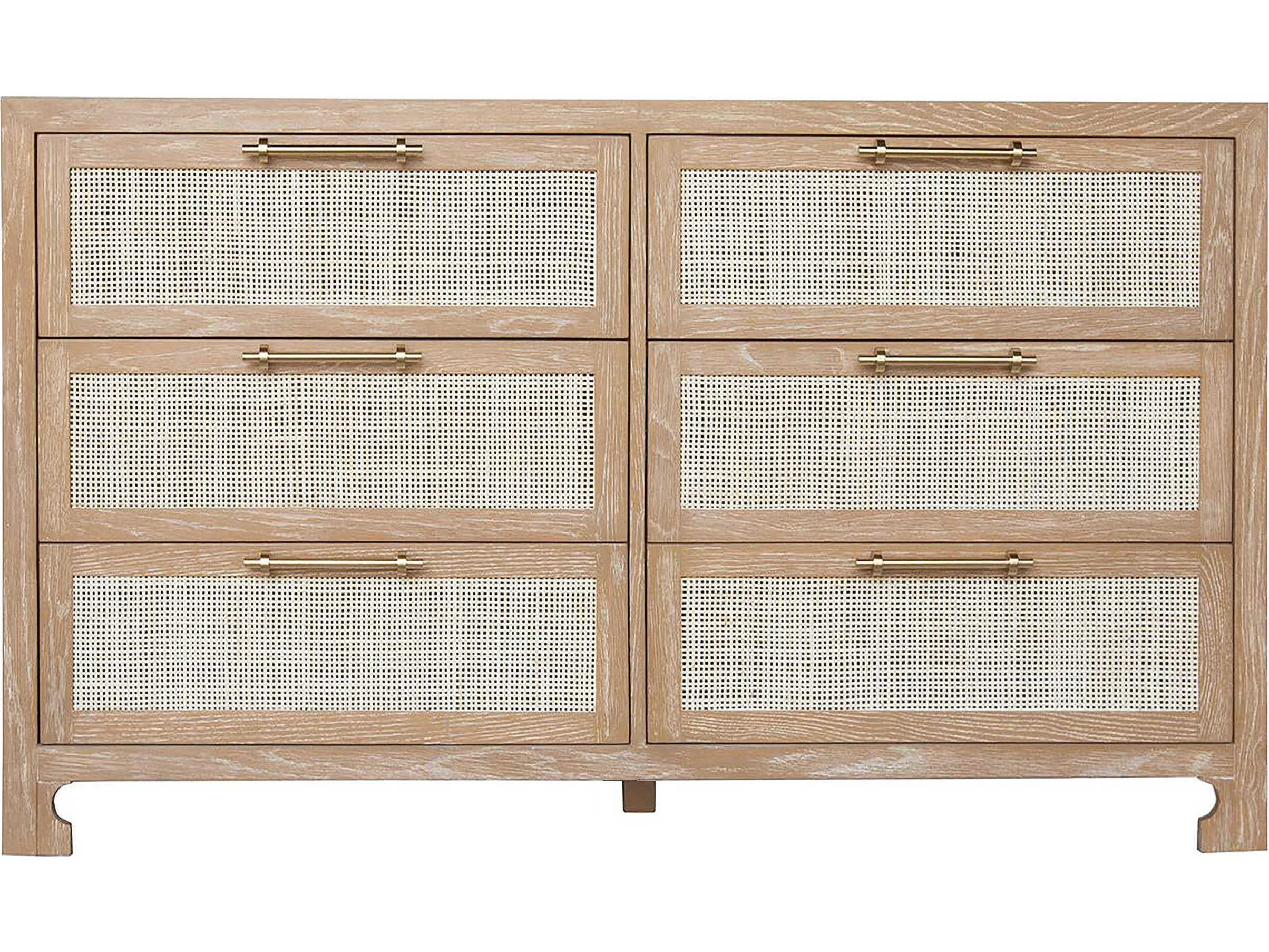 Worlds Away 6-Drawers Brown Hardwood Double Dresser