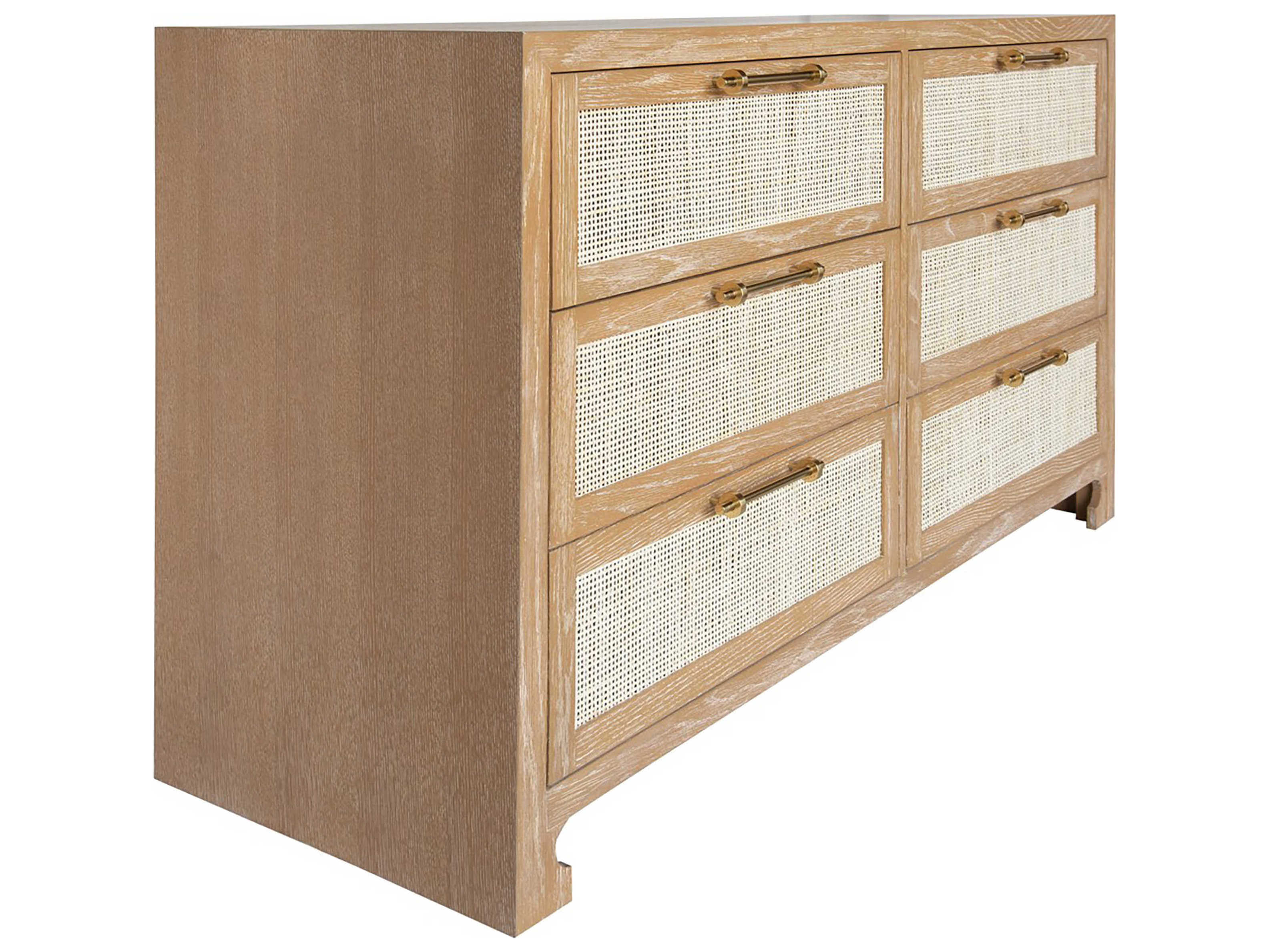 Worlds Away 6-Drawers Brown Hardwood Double Dresser