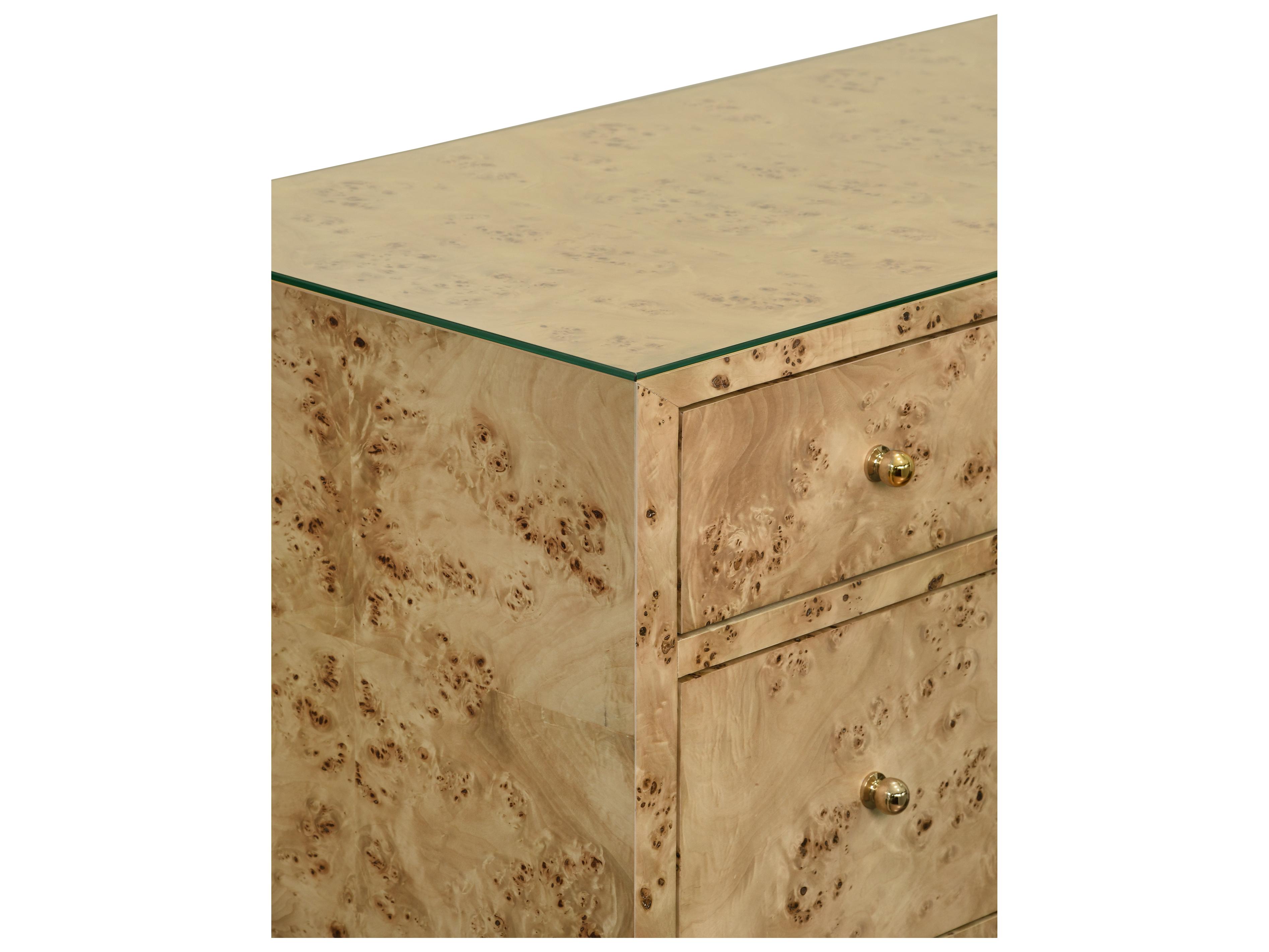 Worlds Away 7-Drawers Brown Burlwood Double Dresser