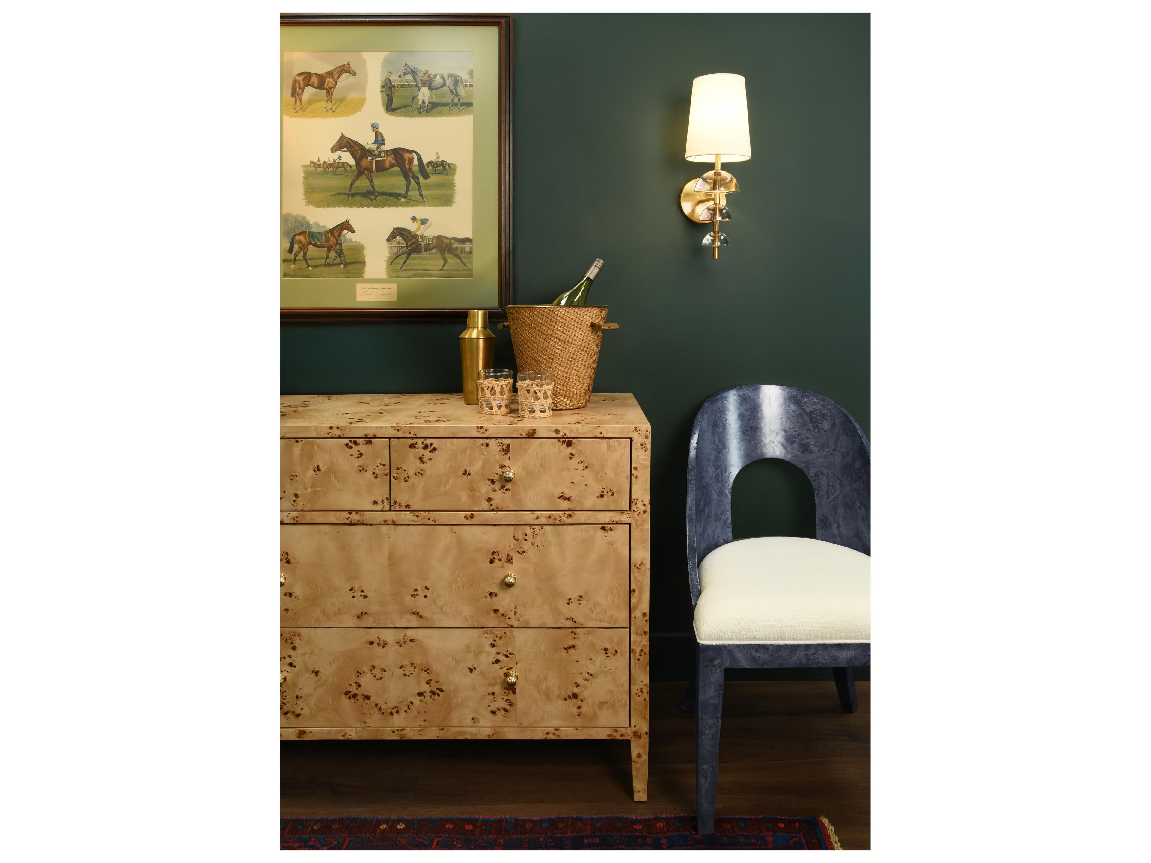 Worlds Away 7-Drawers Brown Burlwood Double Dresser