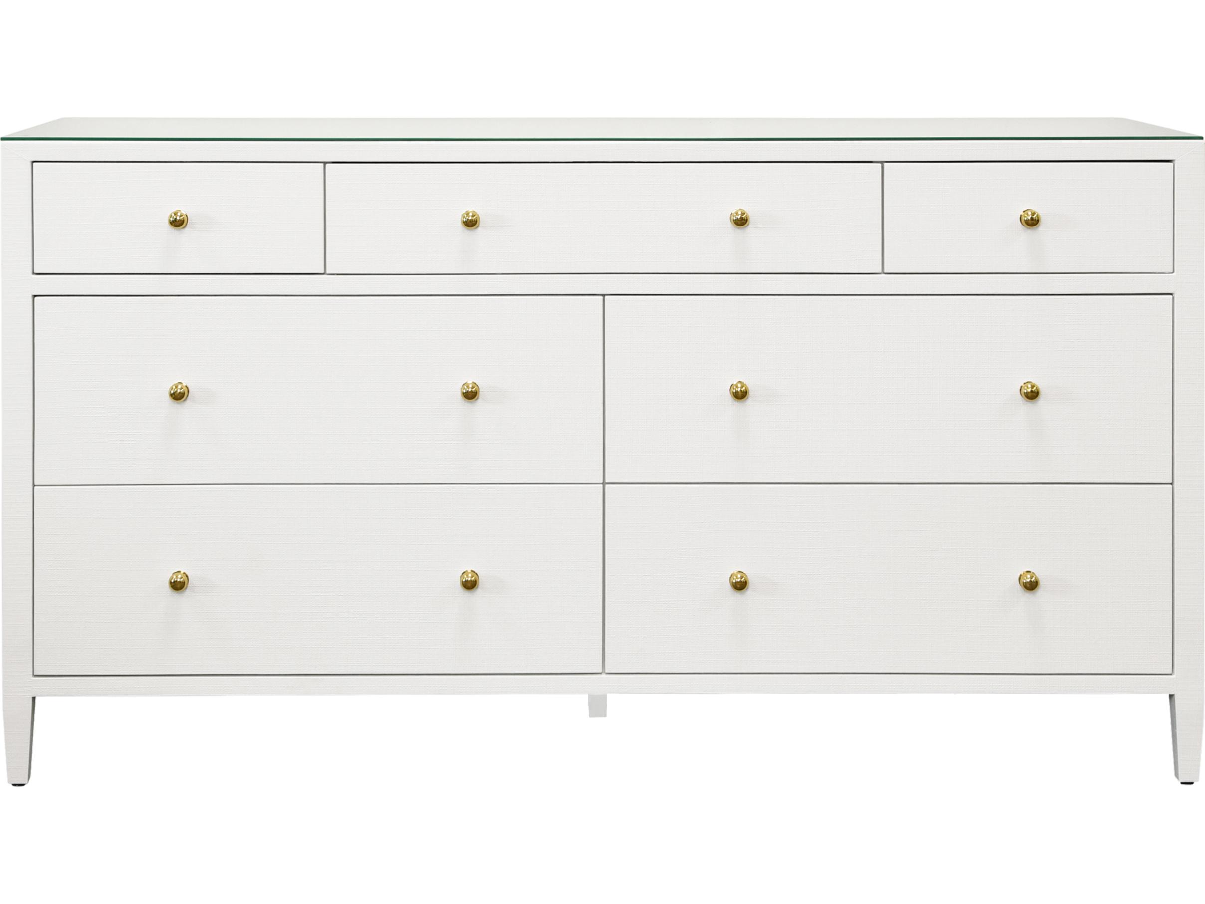 Worlds Away 7-Drawers White Double Dresser