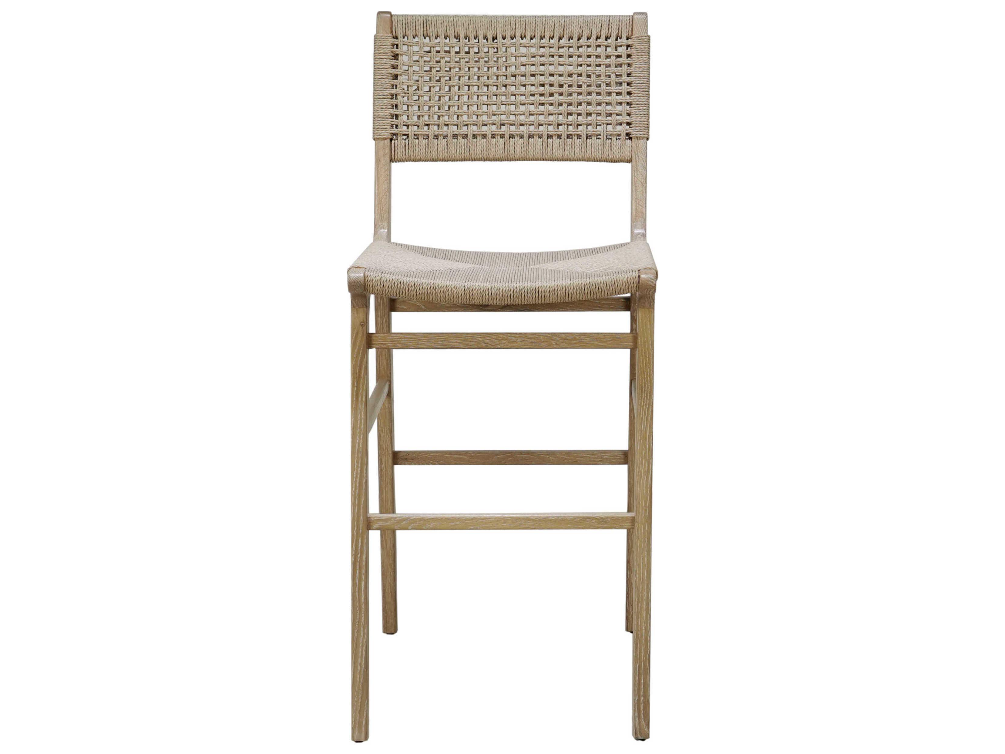 Worlds Away Hardwood Cerused Oak Bar Stool