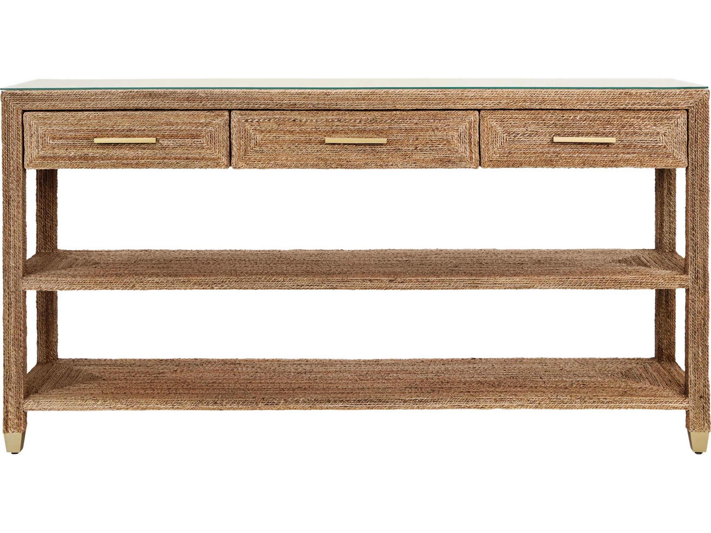 Worlds Away Cassie Rectangular Wood Brown Console Table