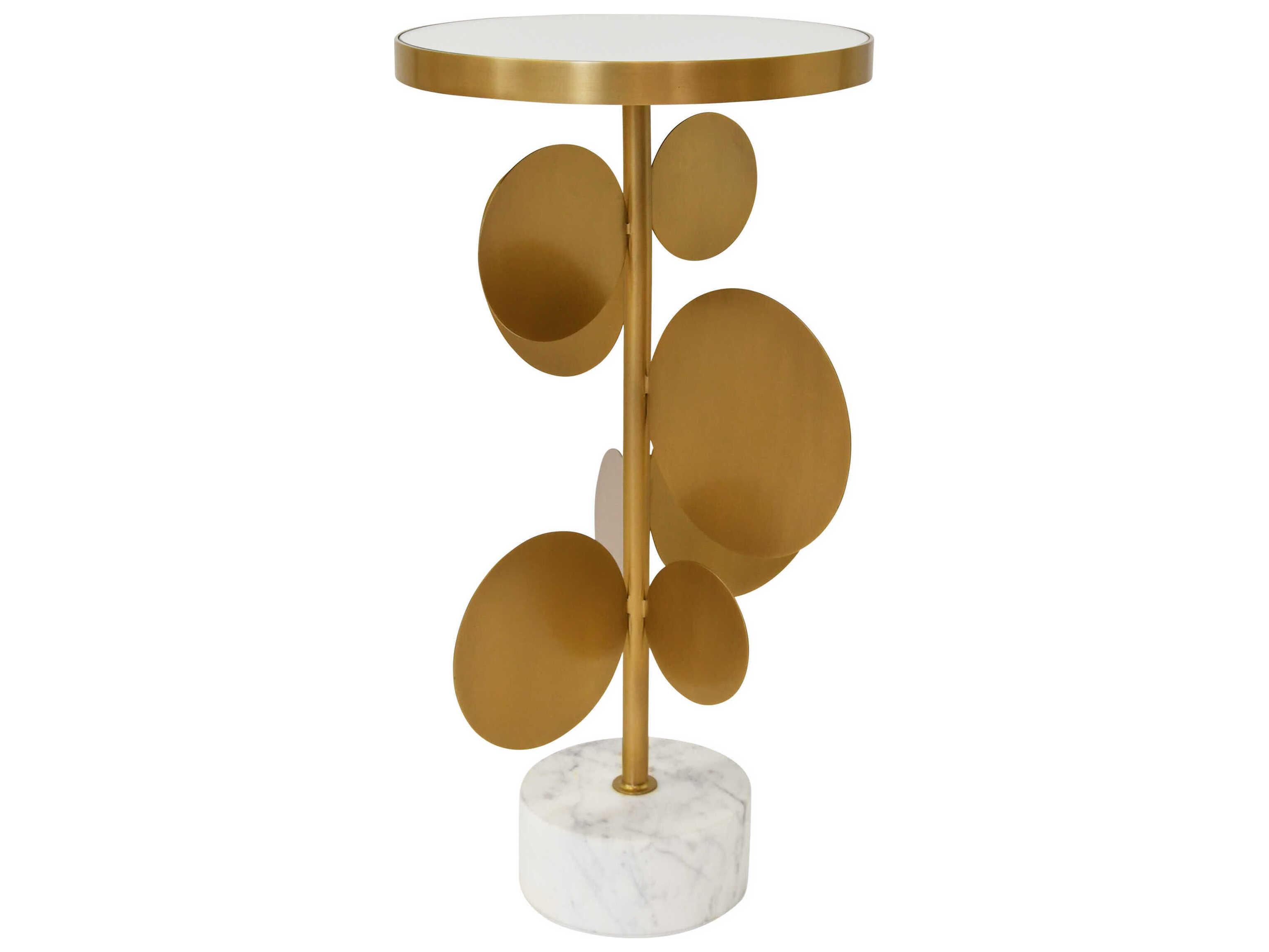 Worlds Away Marble Antique Brass End Table