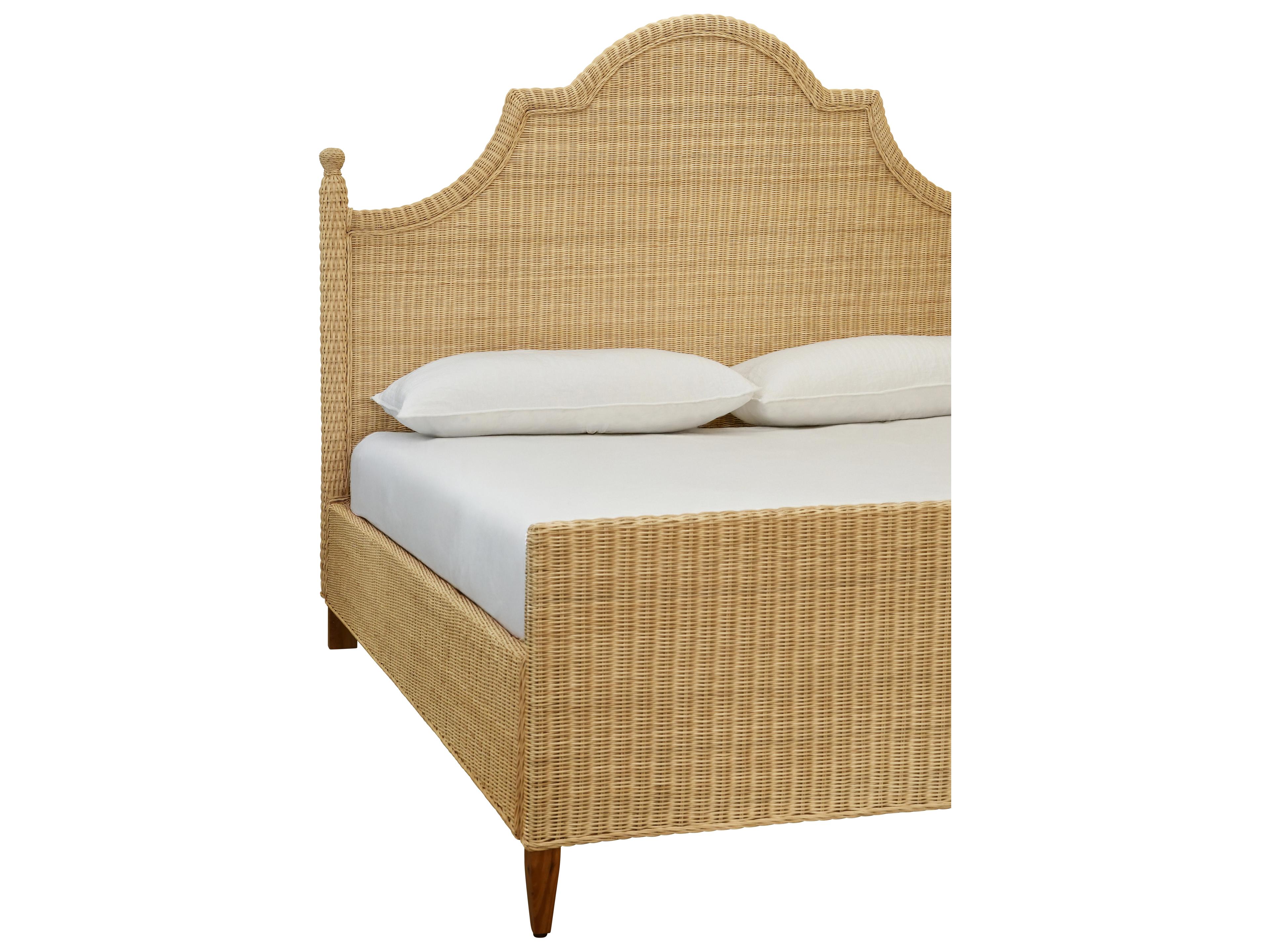 Worlds Away Brown Rattan Wood King Panel Bed