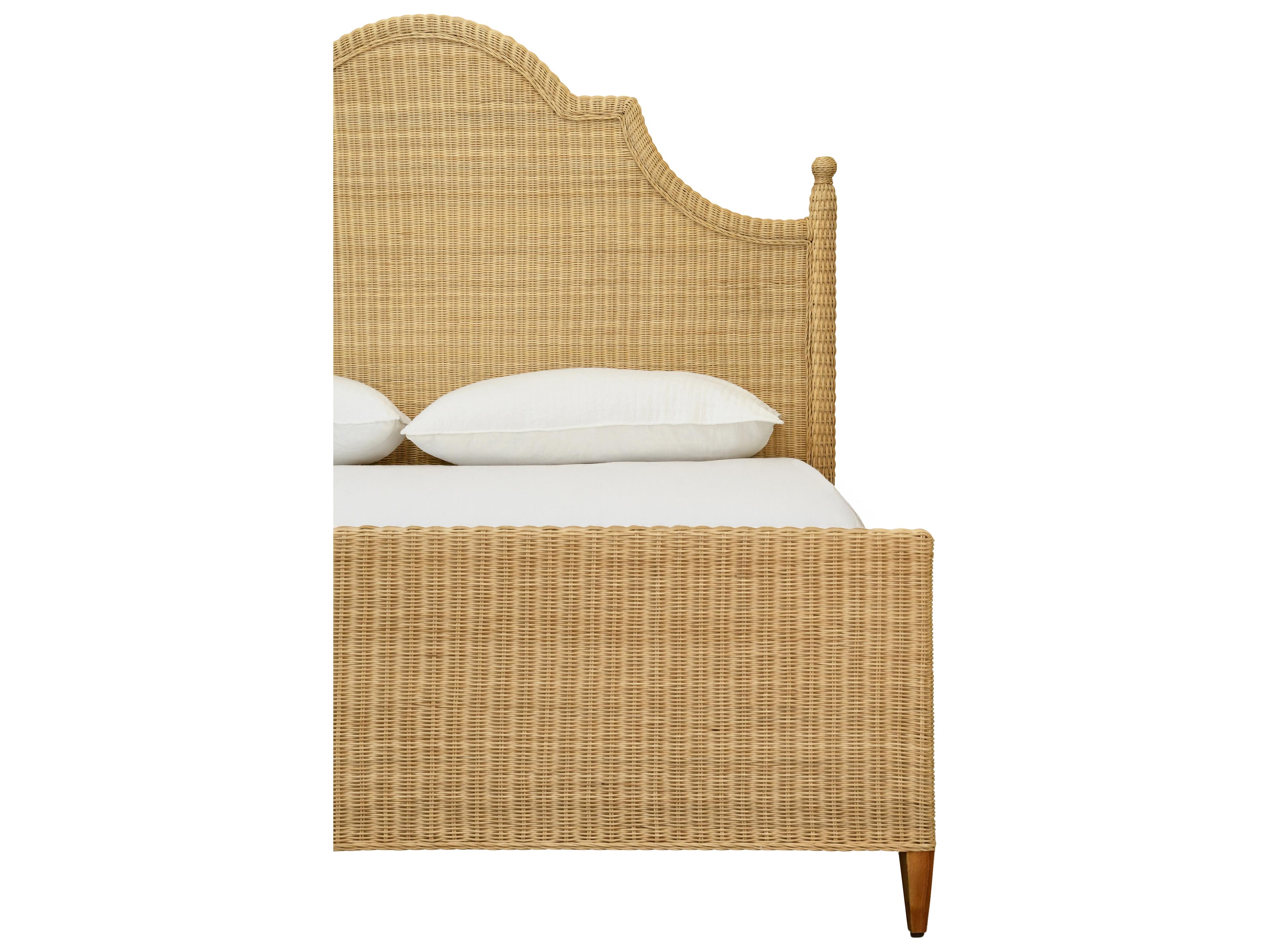 Worlds Away Brown Rattan Wood King Panel Bed