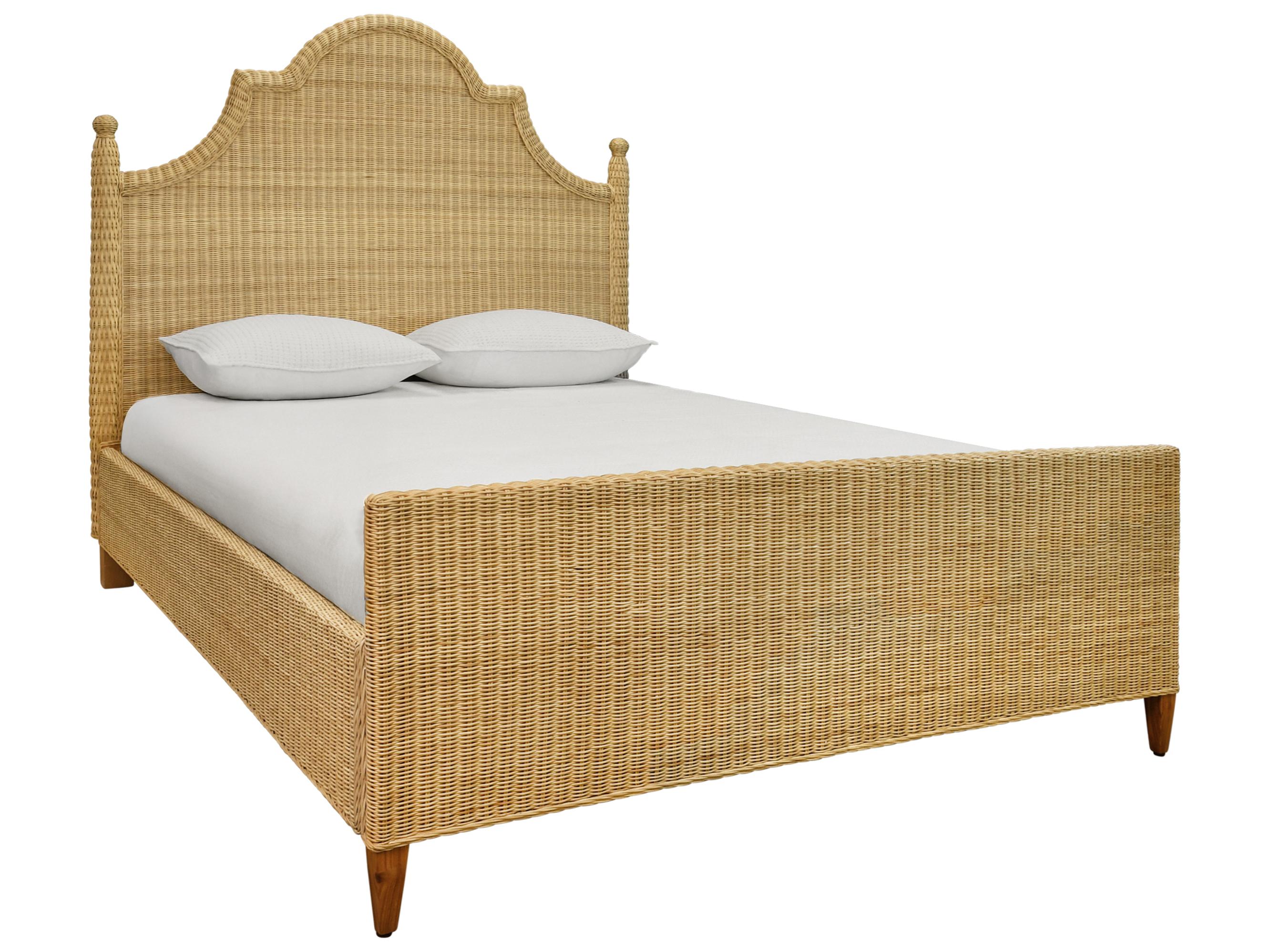 Worlds Away Brown Rattan Wood Queen Panel Bed