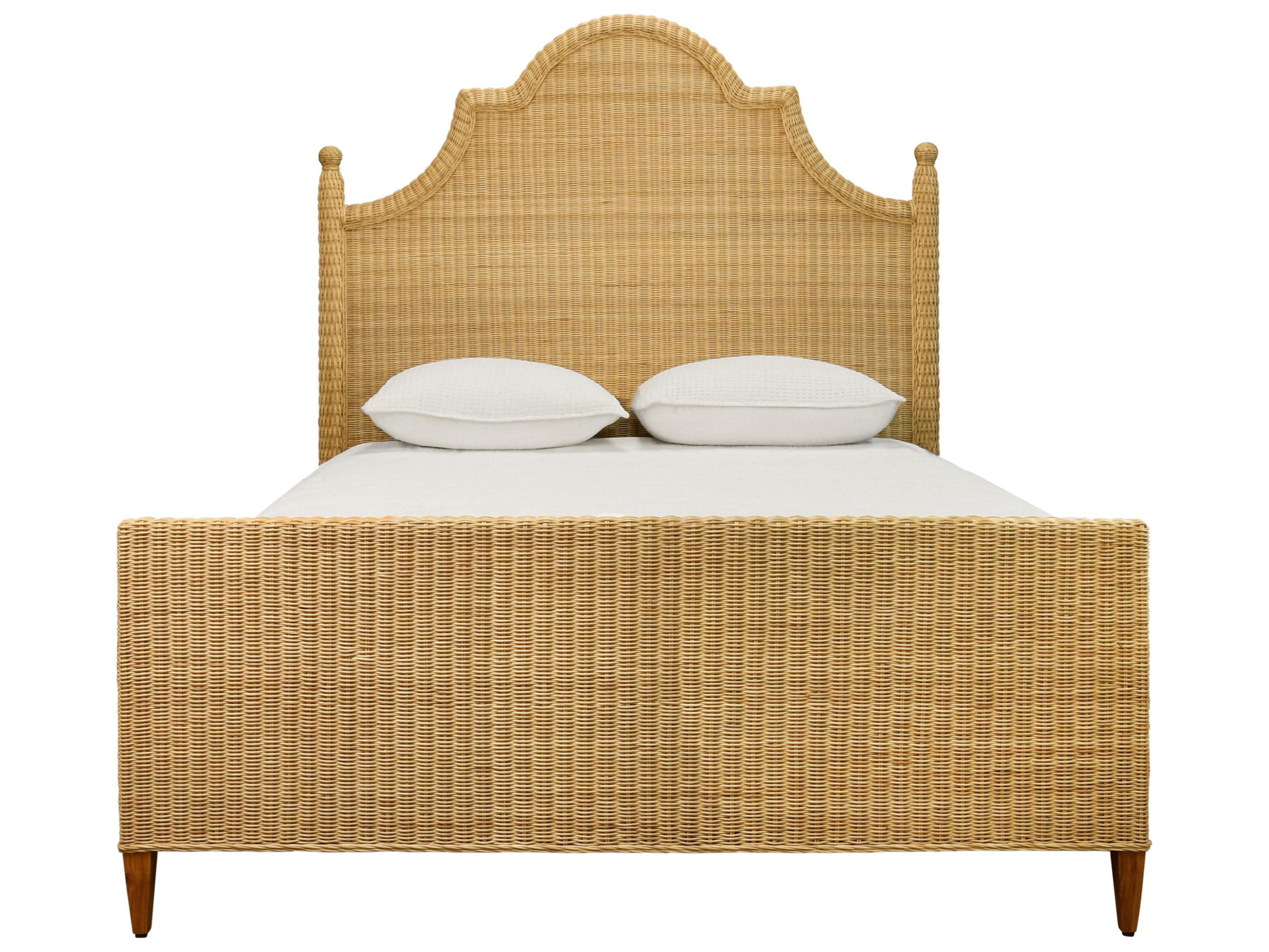 Worlds Away Brown Rattan Wood Queen Panel Bed