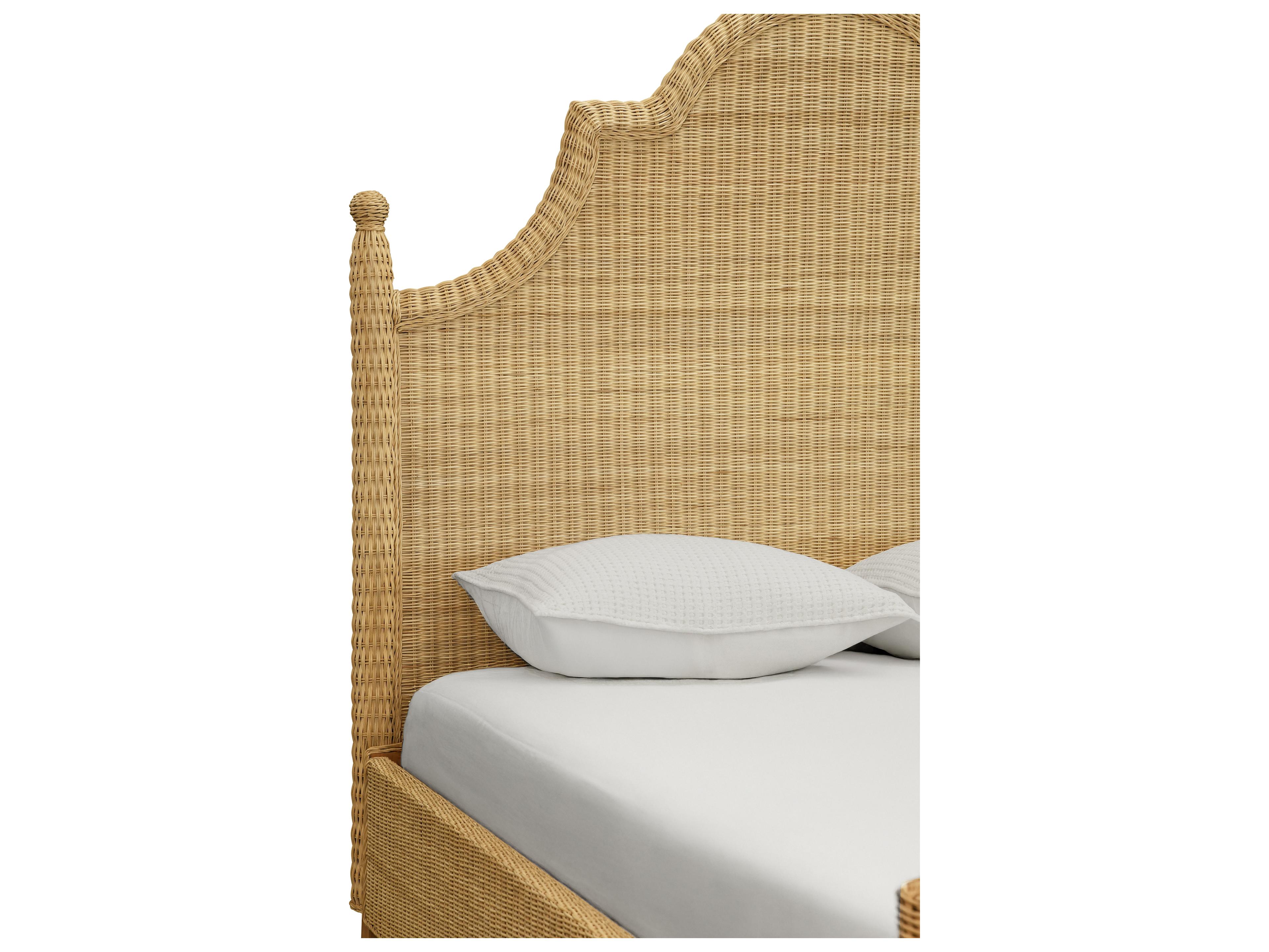 Worlds Away Brown Rattan Wood Queen Panel Bed