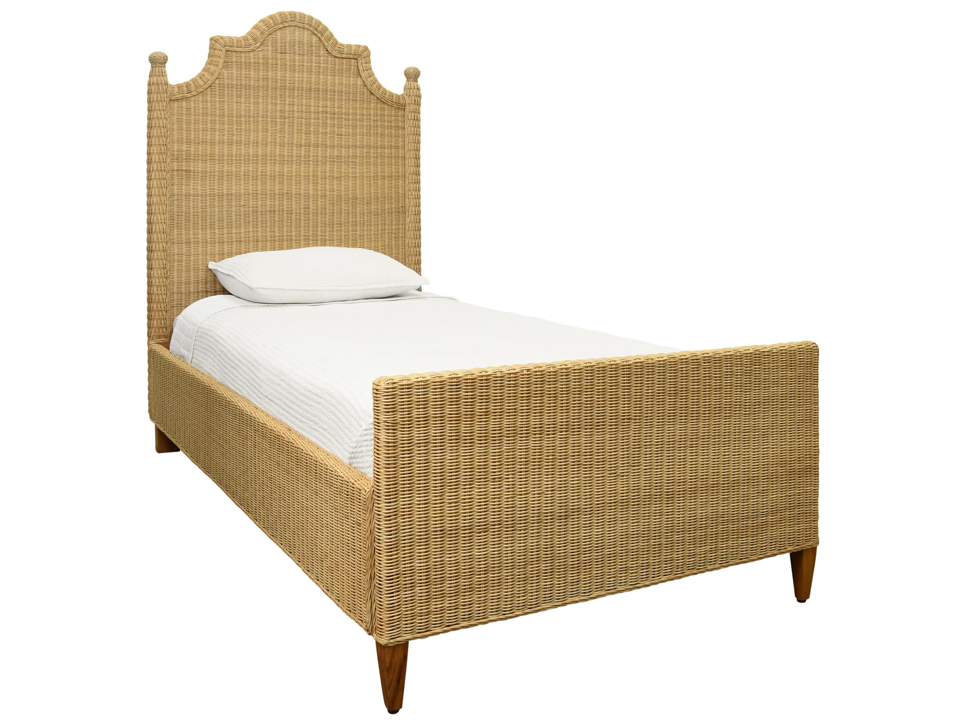 Worlds Away Brown Rattan Wood Twin Panel Bed