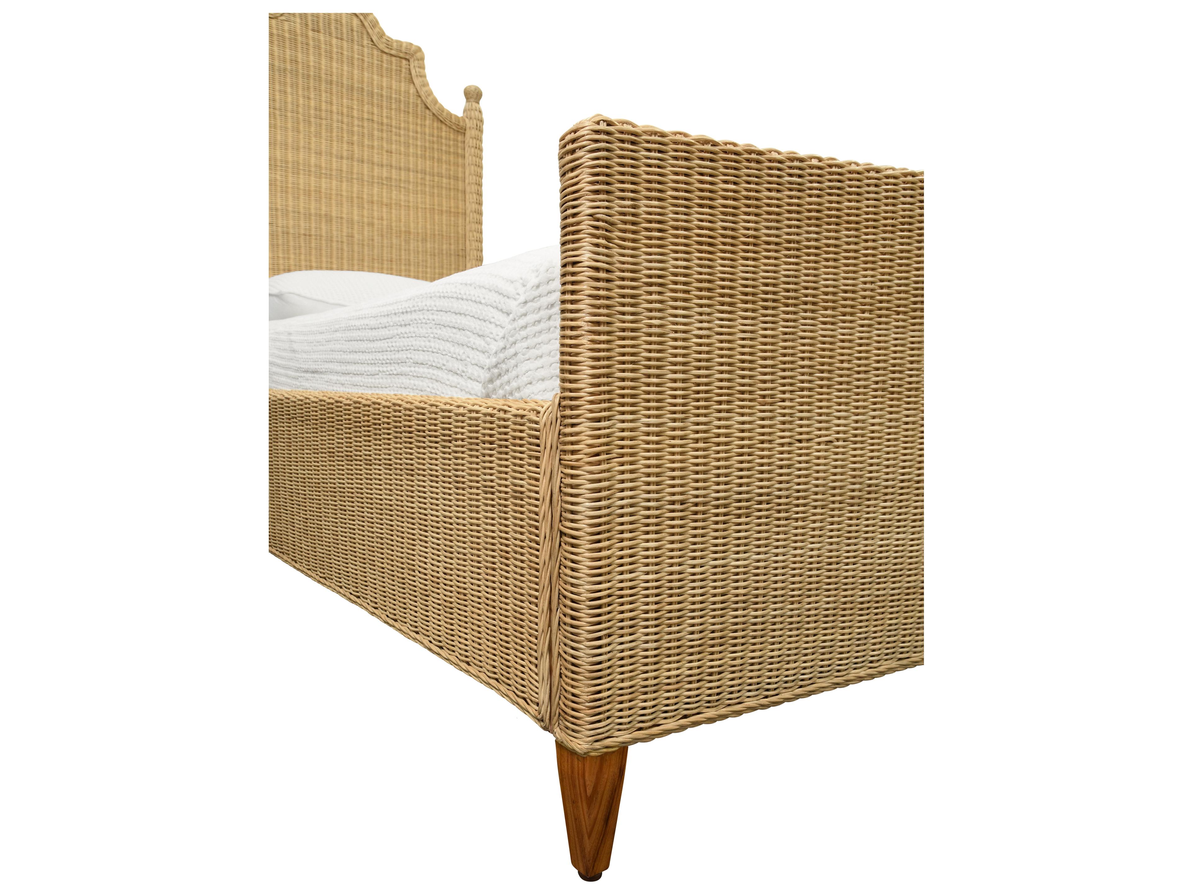 Worlds Away Brown Rattan Wood Twin Panel Bed