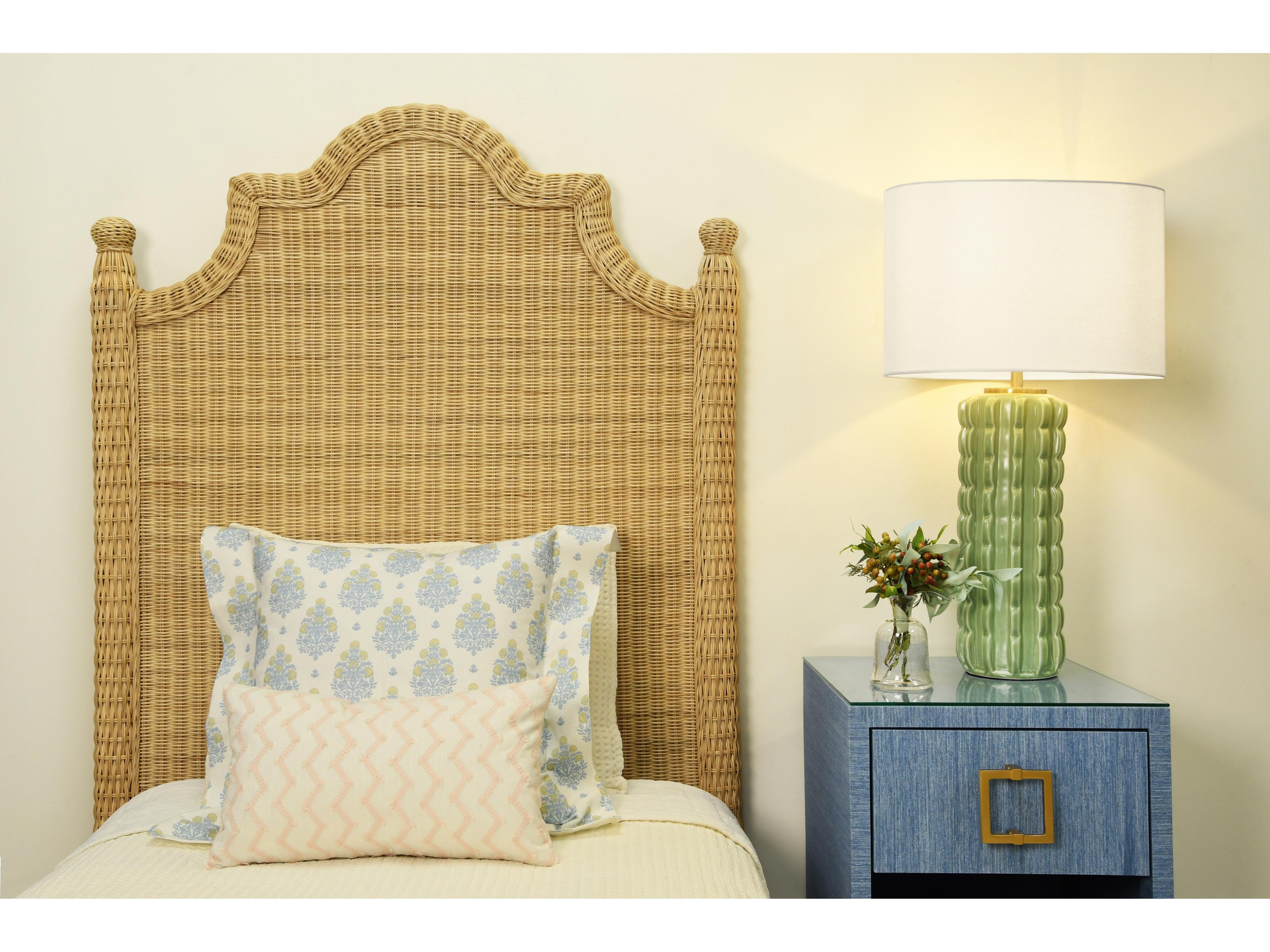 Worlds Away Brown Rattan Wood Twin Panel Bed