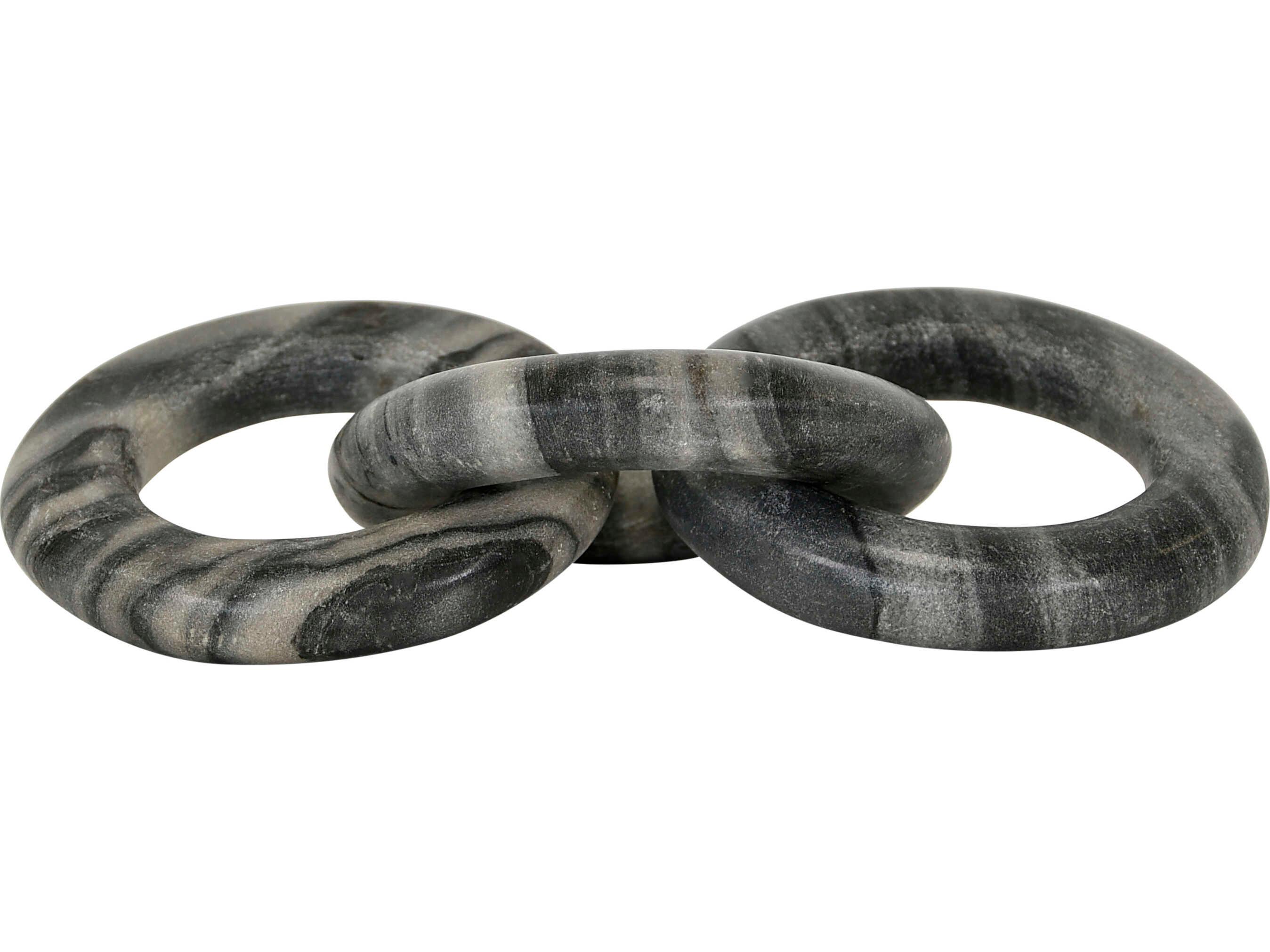 Worlds Away Circlet Round Gray Marble Chain Decorative Accent