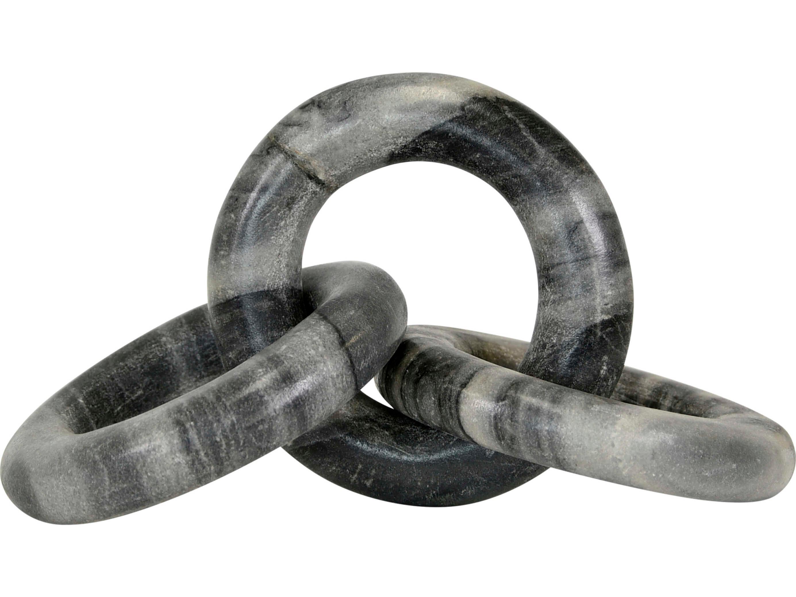 Worlds Away Circlet Round Gray Marble Chain Decorative Accent