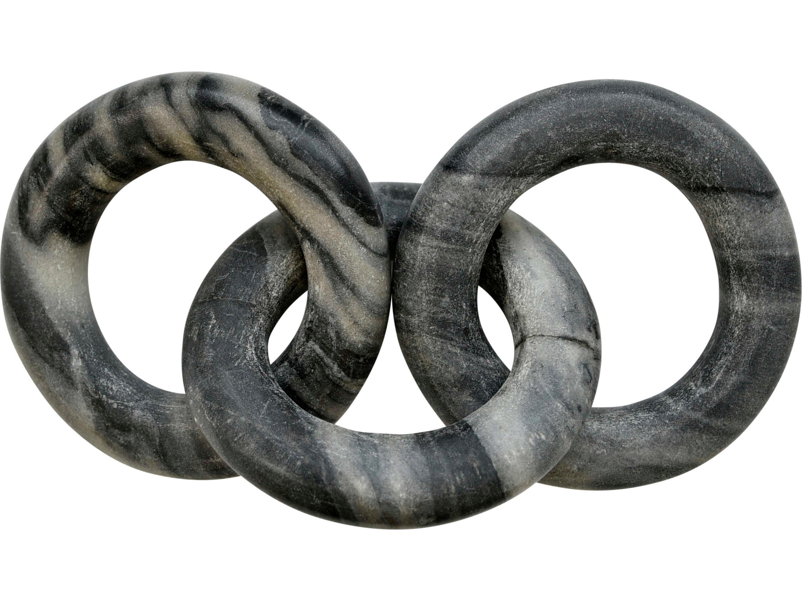 Worlds Away Circlet Round Gray Marble Chain Decorative Accent